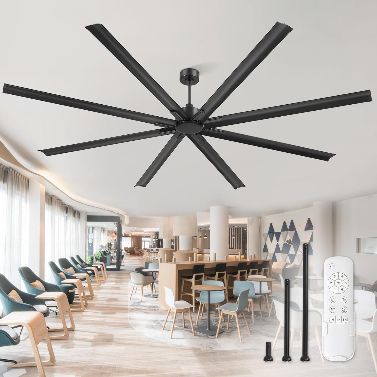 108 Inch Large Ceiling Fan with Remote for Outdoor Spaces