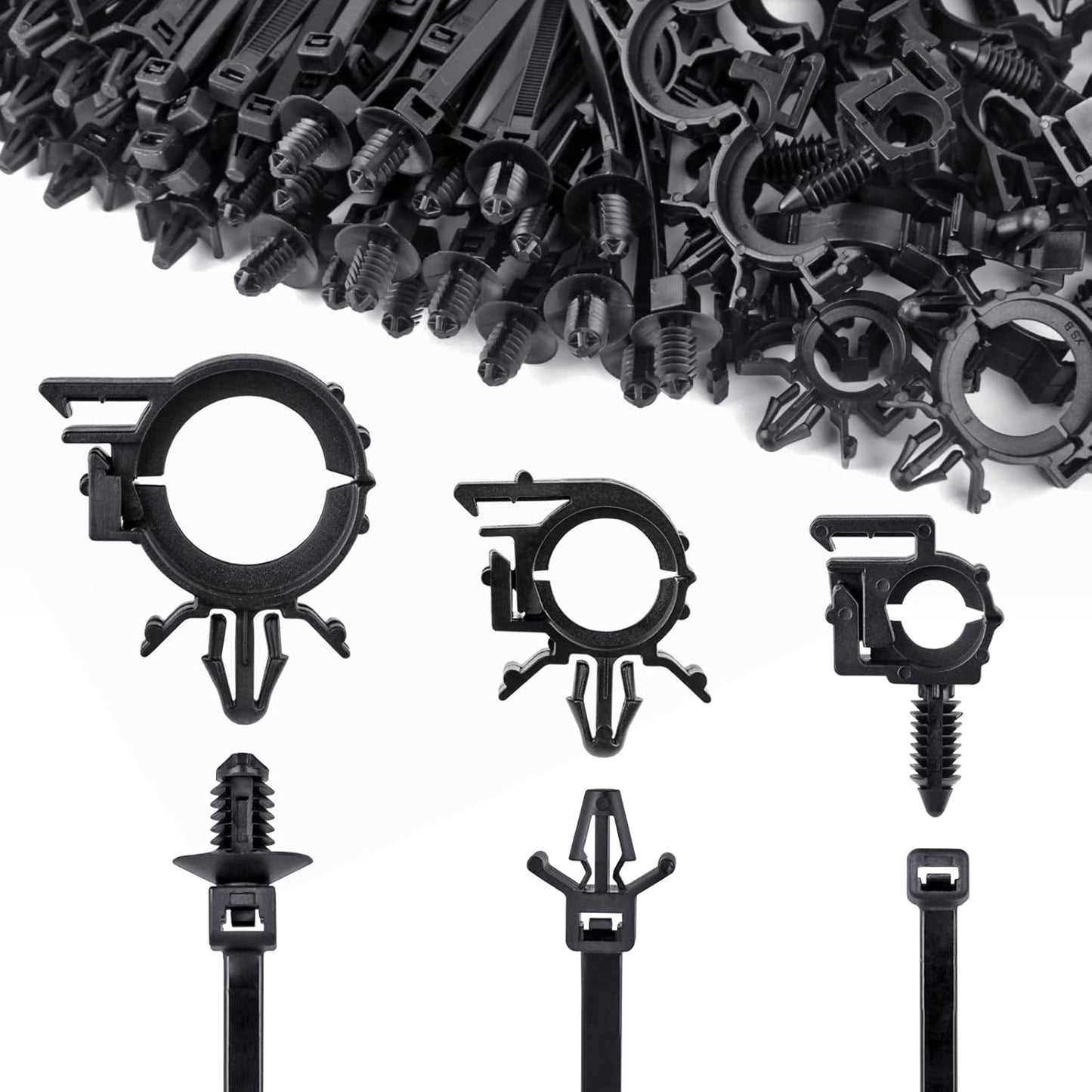 UNIGT 150pcs Push Mount Cable Zip Ties: Universal Self-Locking Straps