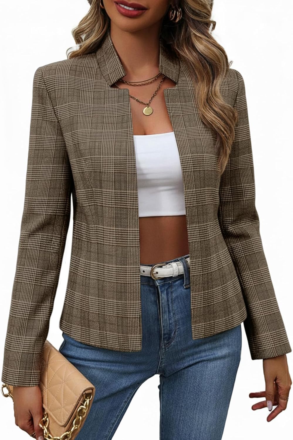Mina Self 2025 Winter Women's Tweed Blazer Jacket for Style
