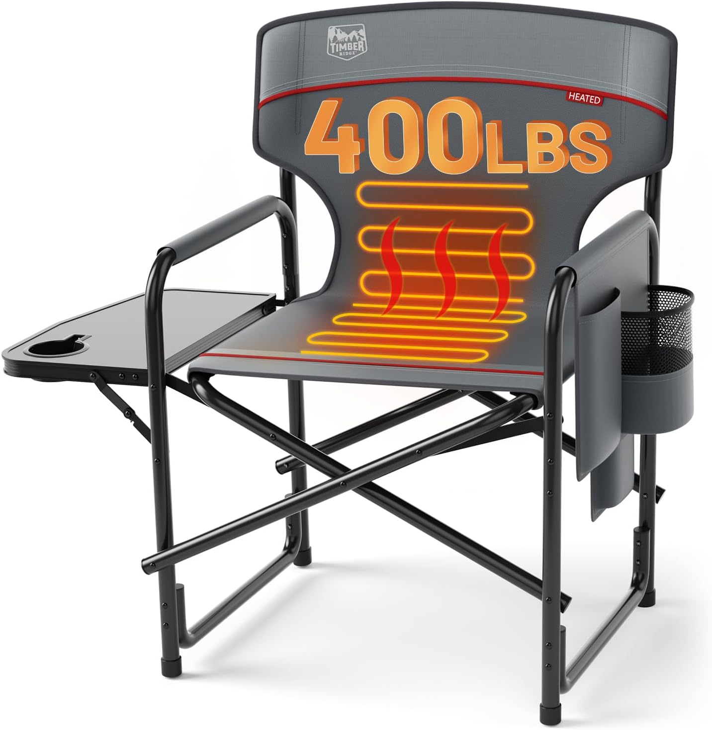 Heated Aluminum Oversized Camping Chair for Outdoor Comfort