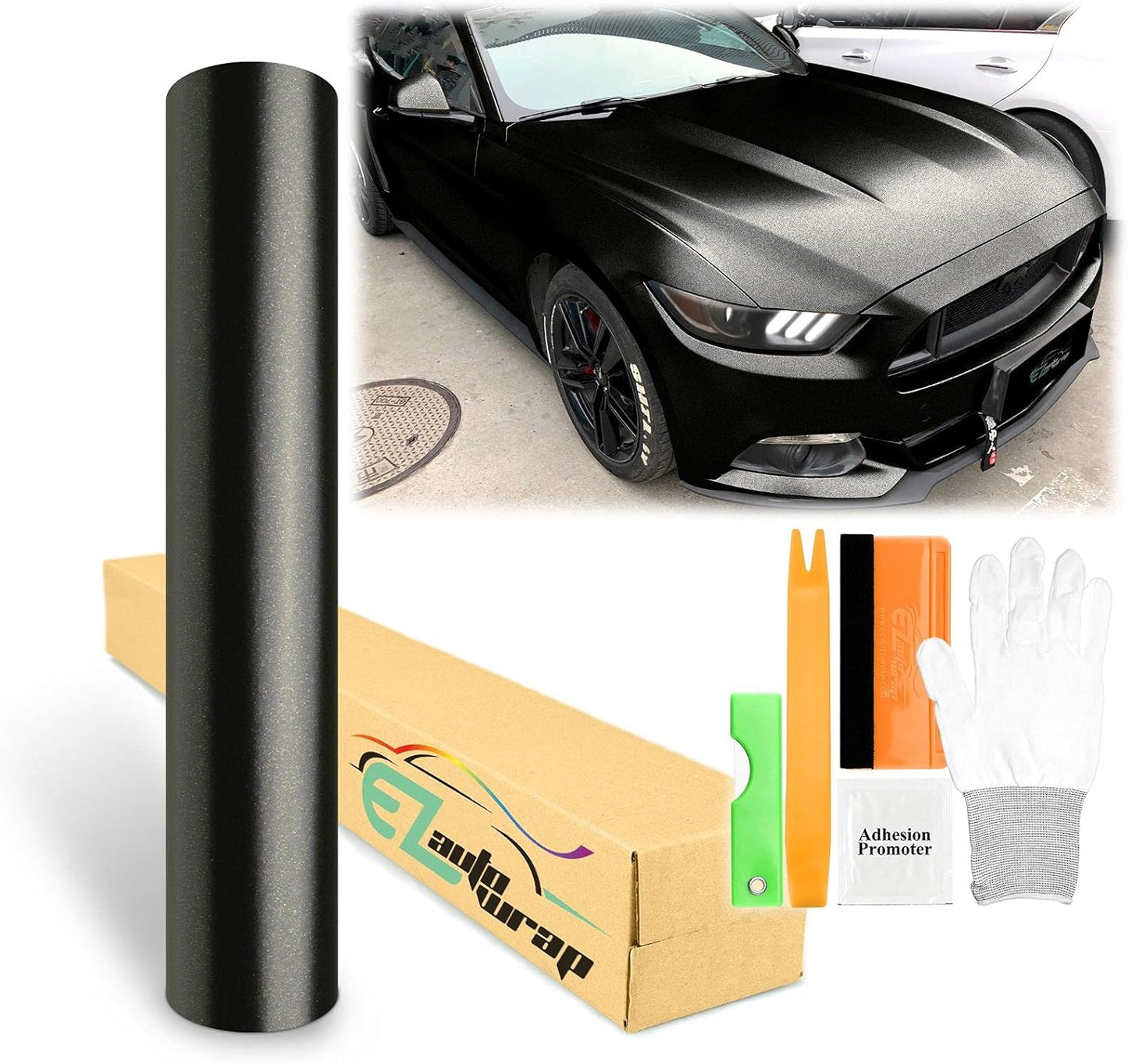 60in Black Matte Metallic Satin Pearl Vinyl Wrap for Cars