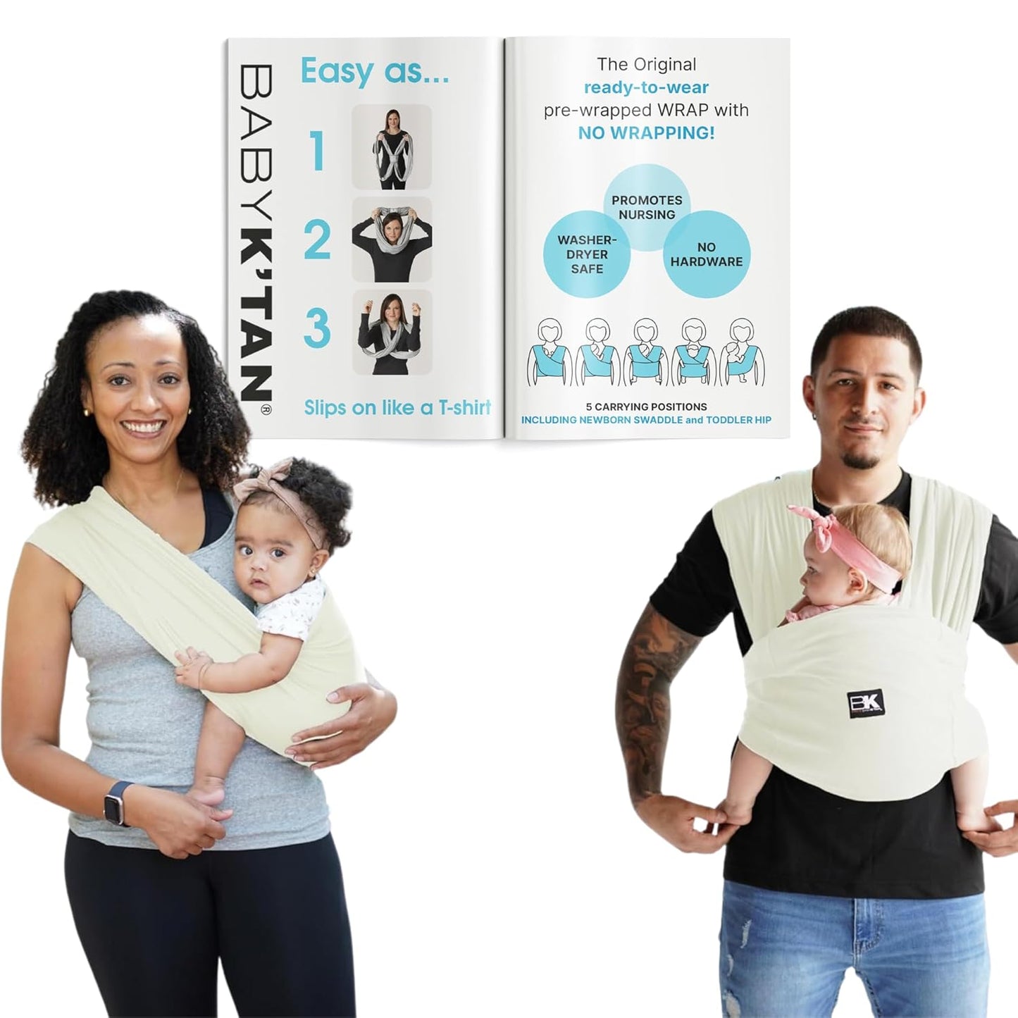 Baby K'tan Organic Cotton Baby Carrier: Easy Pre-Wrapped 5-in-1 Sling