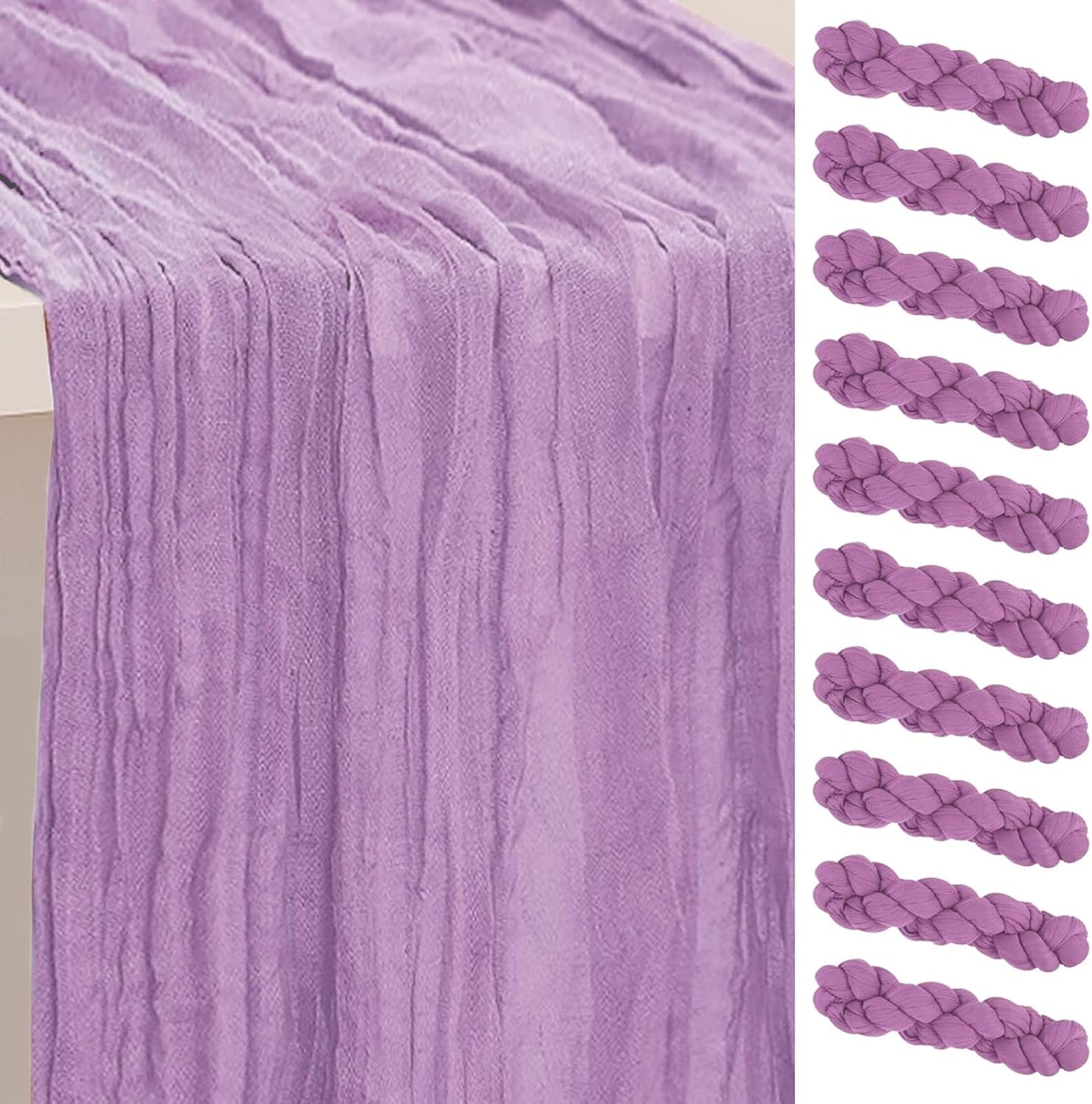 Lilac Cheesecloth Table Runner 10 Pack for Elegant Events