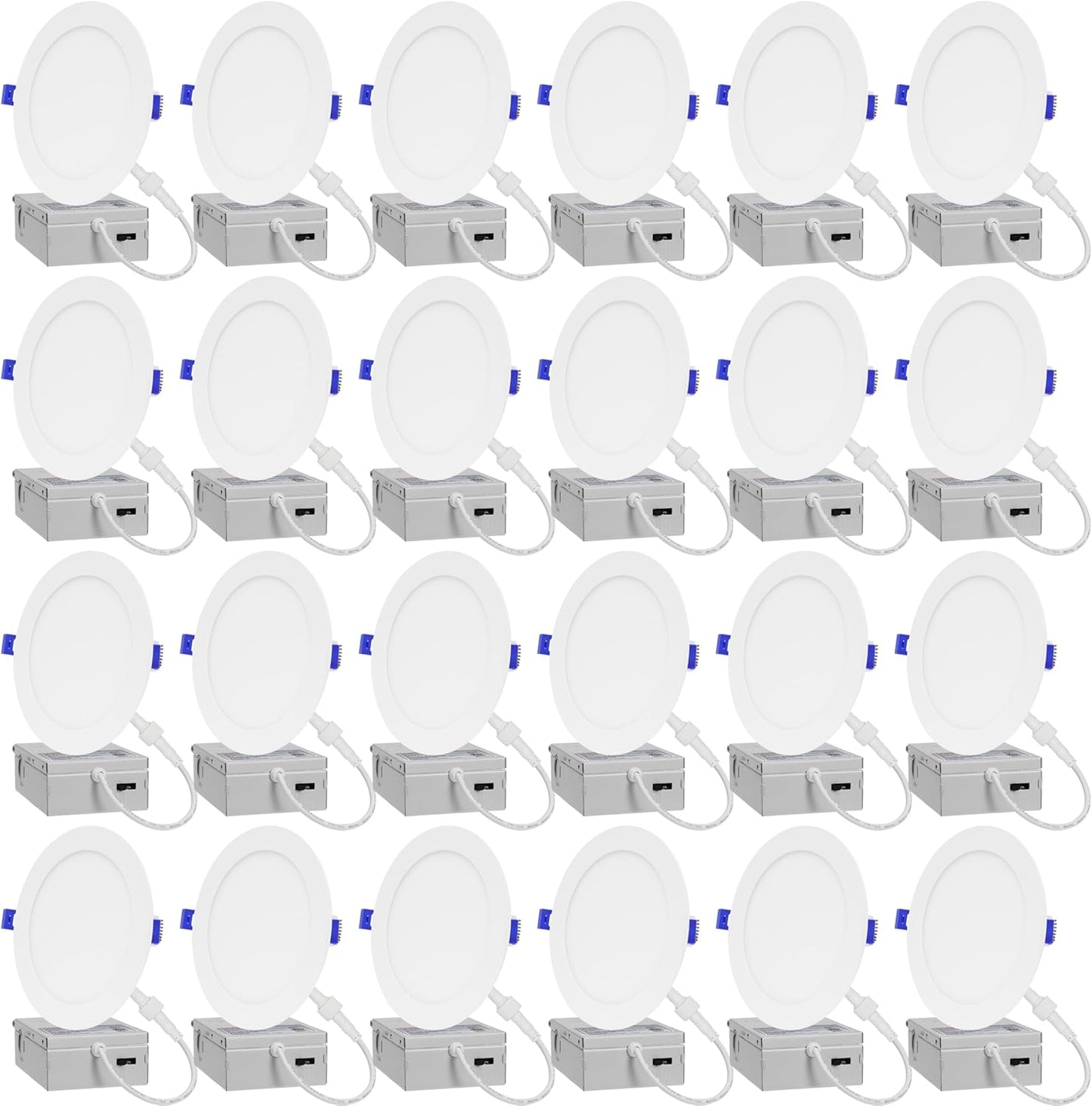 24-Pack of 6-Inch Slim LED Recessed Lights with Junction Box