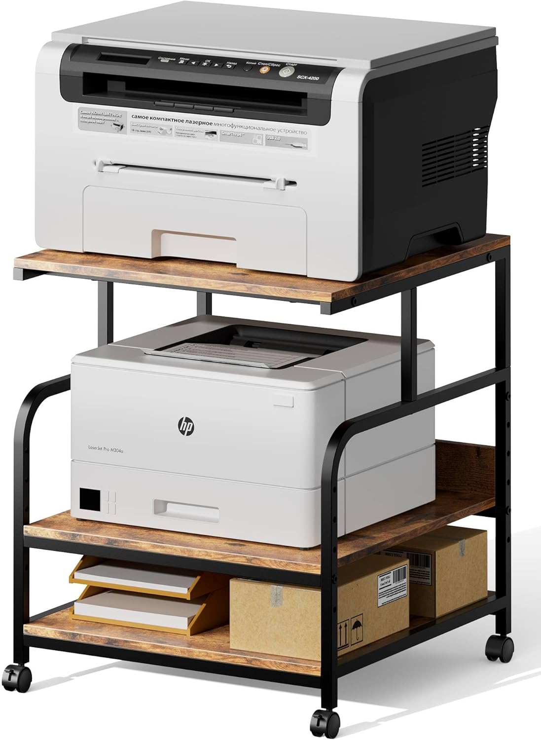 Adjustable Printer Stand with Storage - Mobile & Versatile
