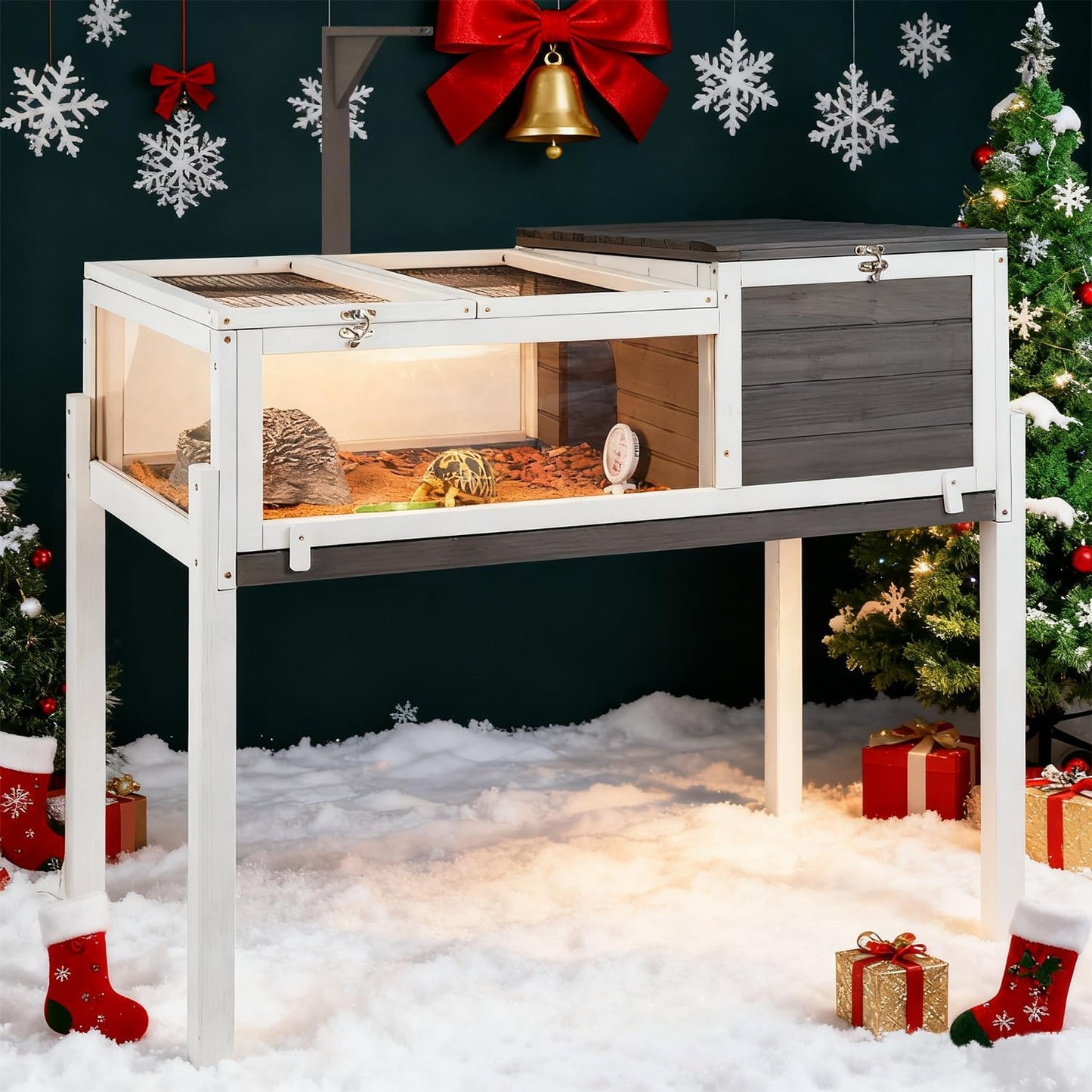 Spacious Tortoise Habitat with Two-Room Design for Comfort