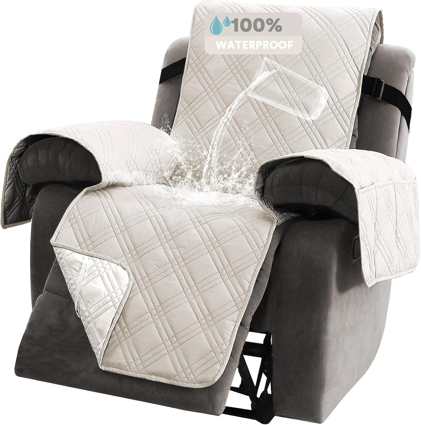 PrinceDeco 100% Waterproof Recliner Cover for Pets and Kids