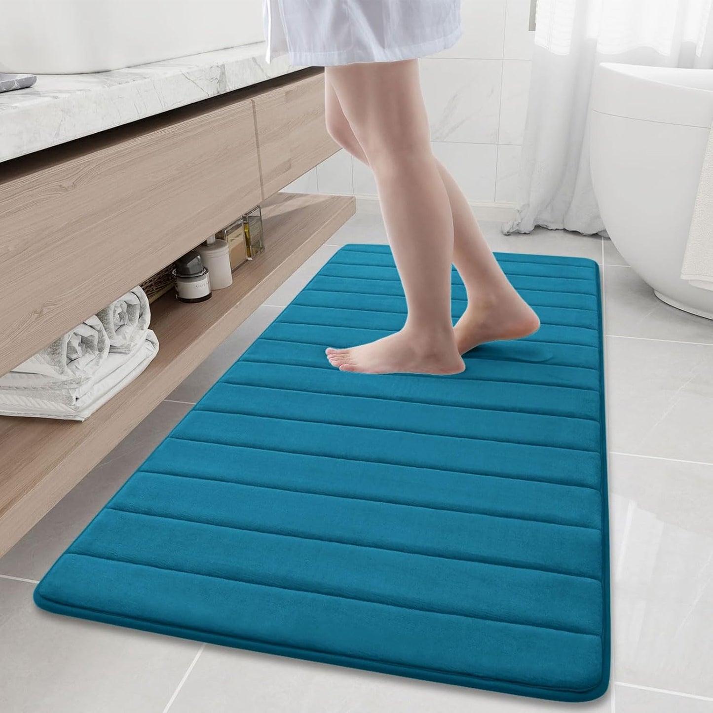 Buganda Memory Foam Bath Mat, Ultra Soft Non-Slip Rug 60in x 24