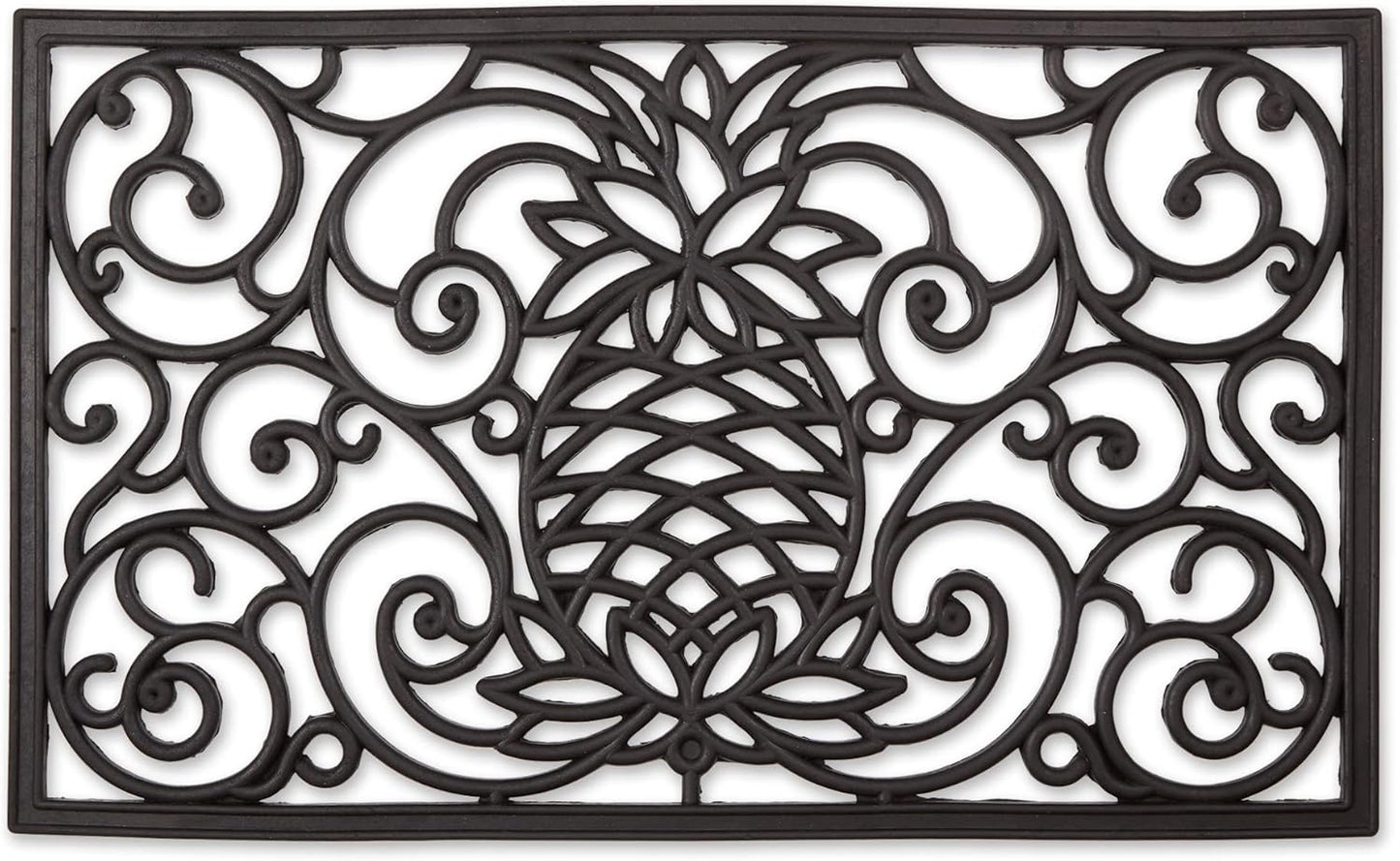 DII Rubber Doormats Collection All Weather Pineapple Scroll