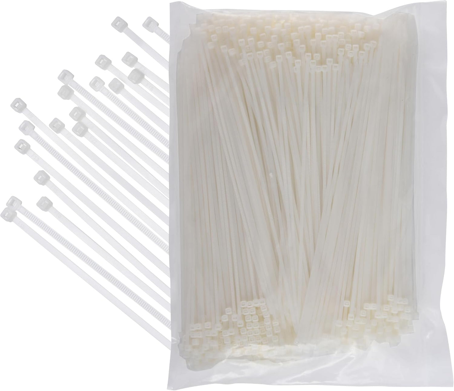 1000-Pack 12 Heavy Duty Zip Ties - Strong, Durable, All-Weather White Ties