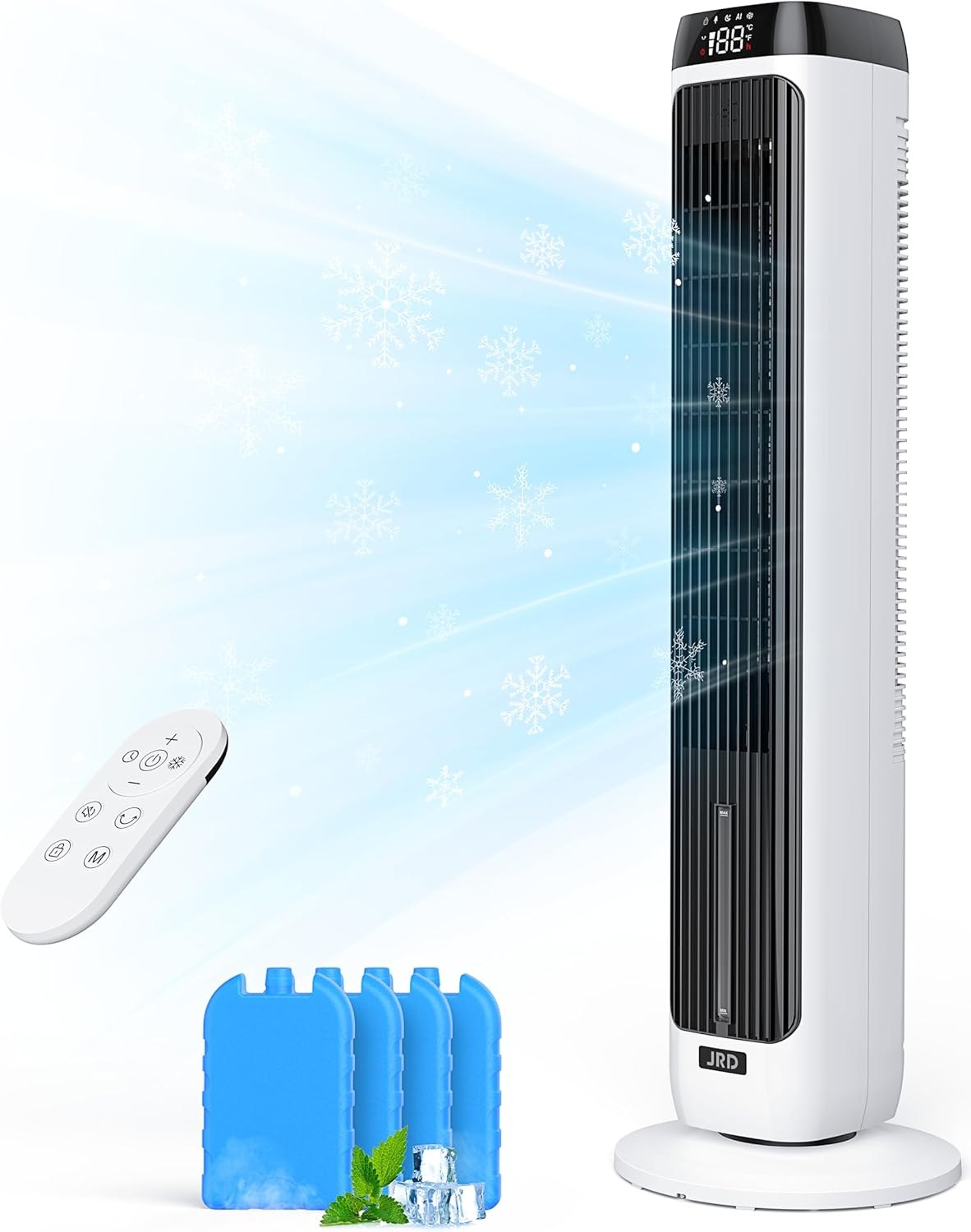 JRD 41in Evaporative Air Cooler - Bladeless Tower Fan for Comfort