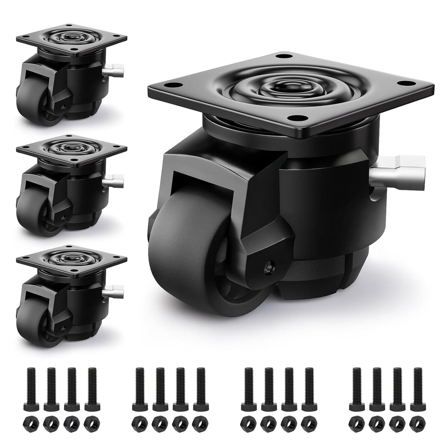 Heavy Duty Leveling Casters with Upgraded Ratchet Handle Design