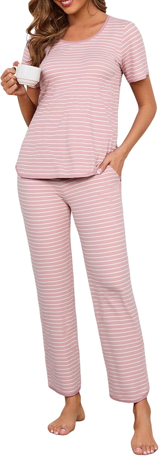 Womens Pajama Sets Cotton 2 Piece Lounge Set for Comfort