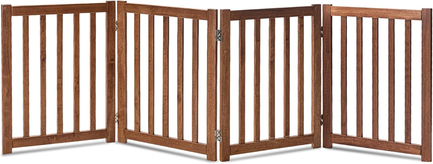 LZRS 4-Panel Wooden Foldable Dog Gate for Indoor Use