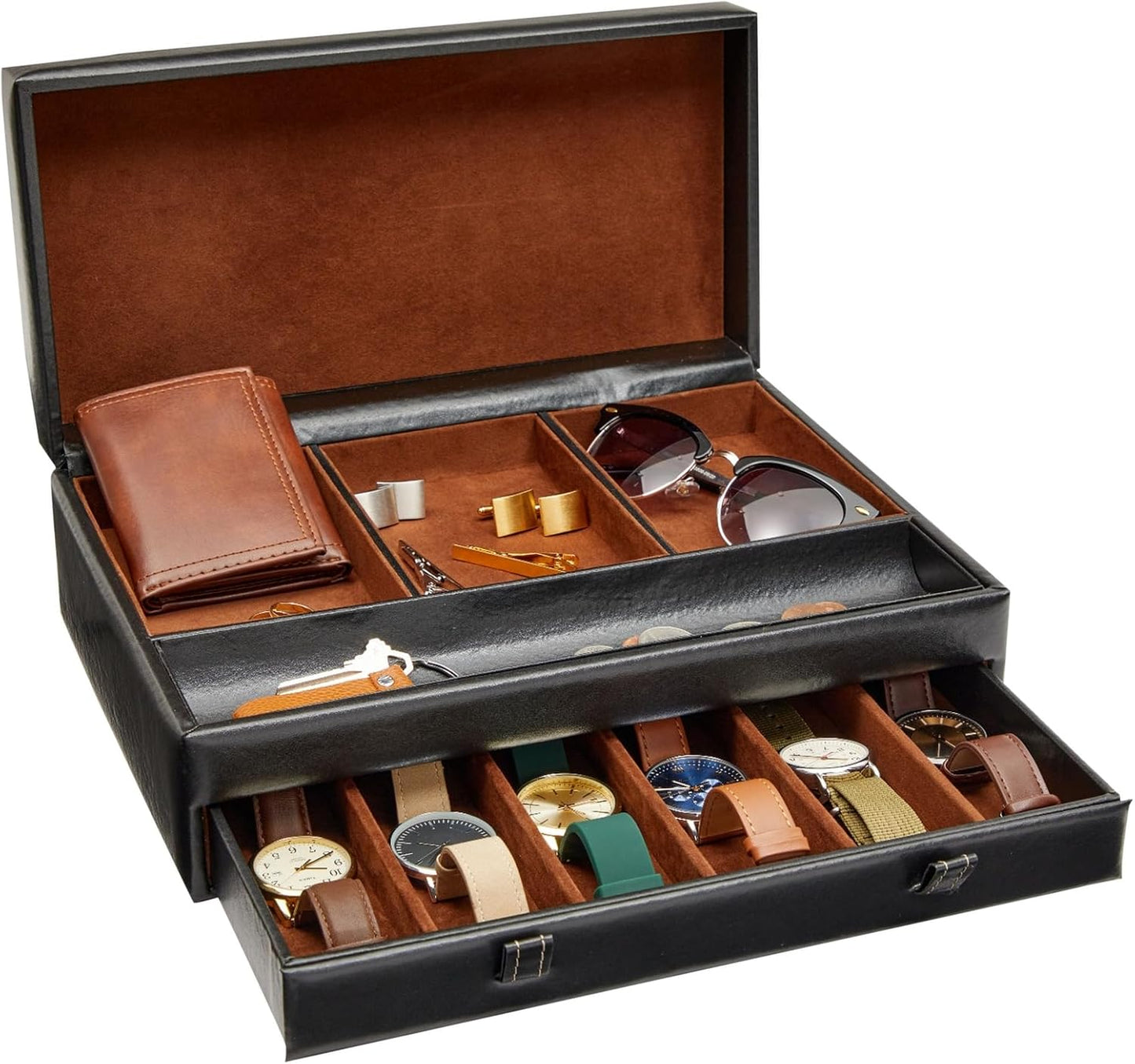 Juvale Black Leather Watch Box - Organize in Style!