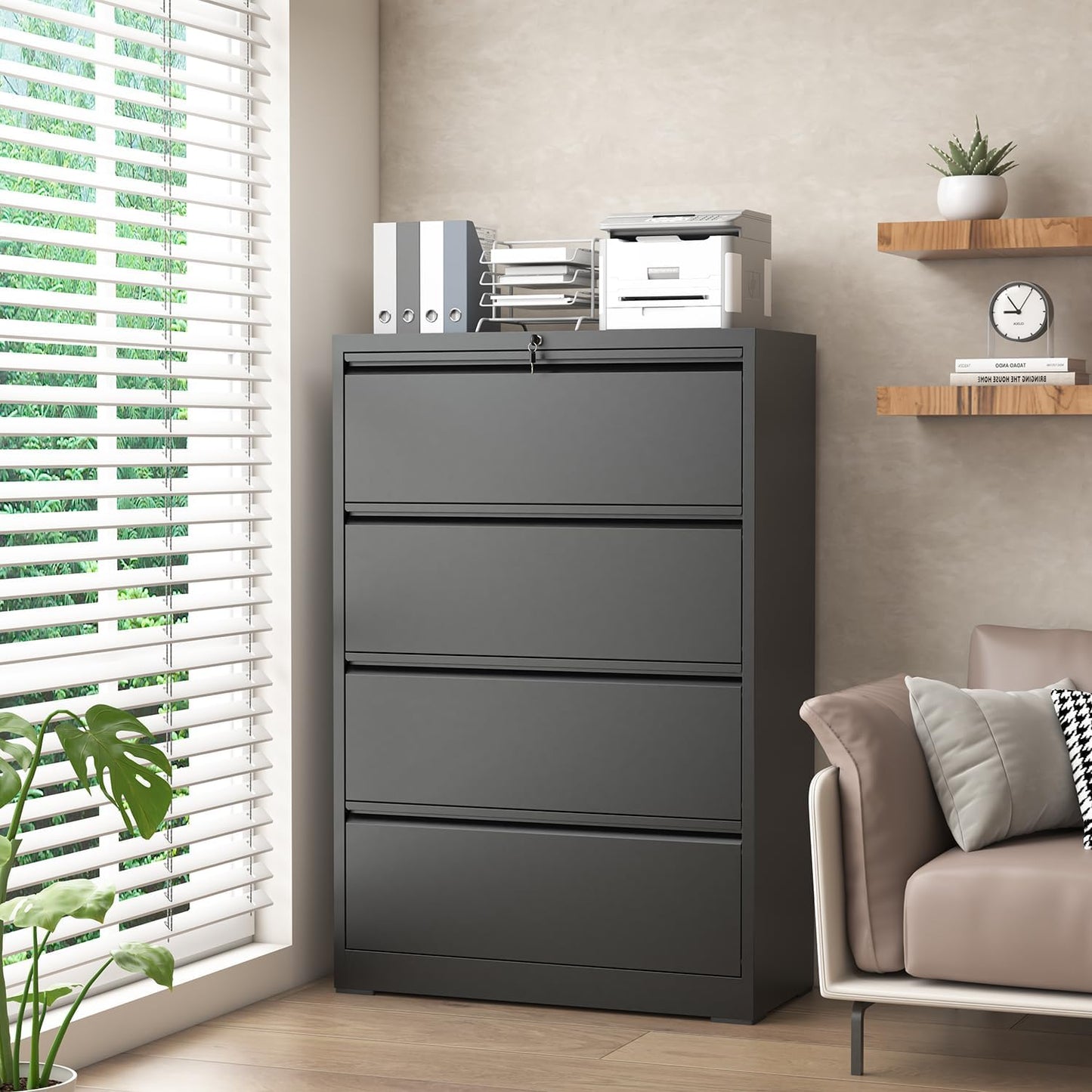Lateral File Cabinet with 4 Drawers for Home Office Storage