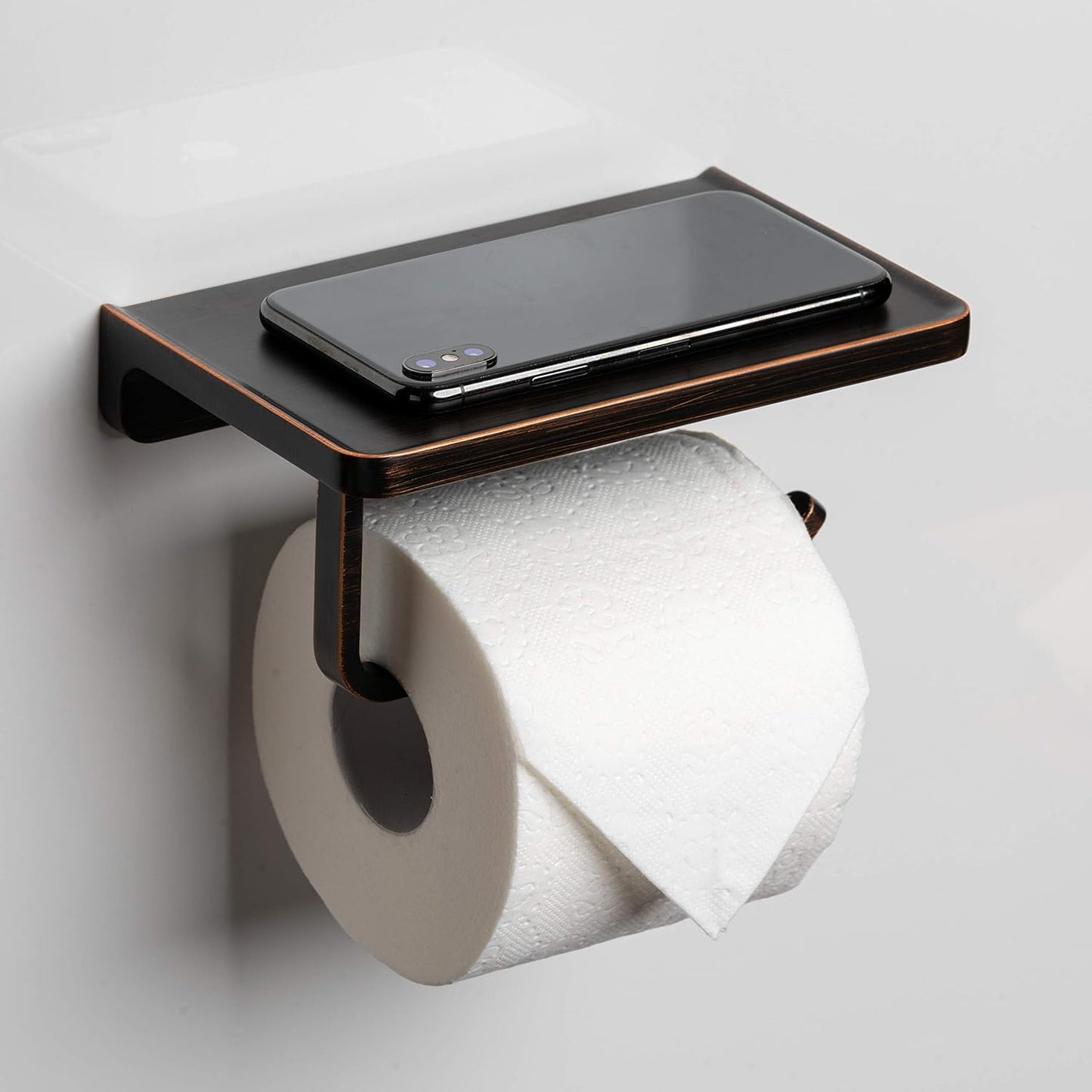 Linkaa Brone Toilet Paper Holder with Shelf for Bathroom Decor