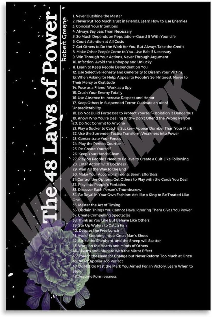 48 Laws of Power Robert Greene Canvas Poster - Elevate Your Space!