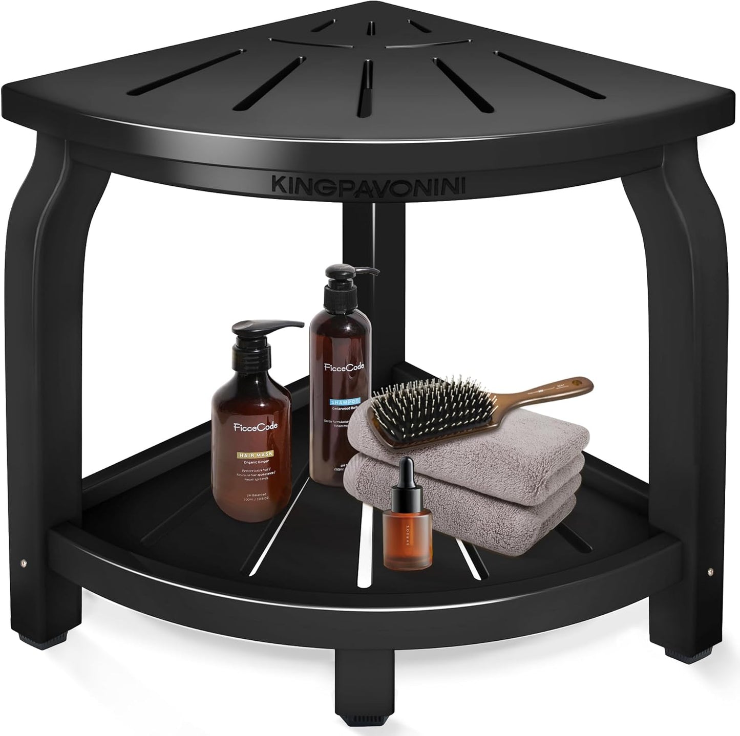 Bamboo Corner Shower Stool for Shaving Legs and Foot Rest