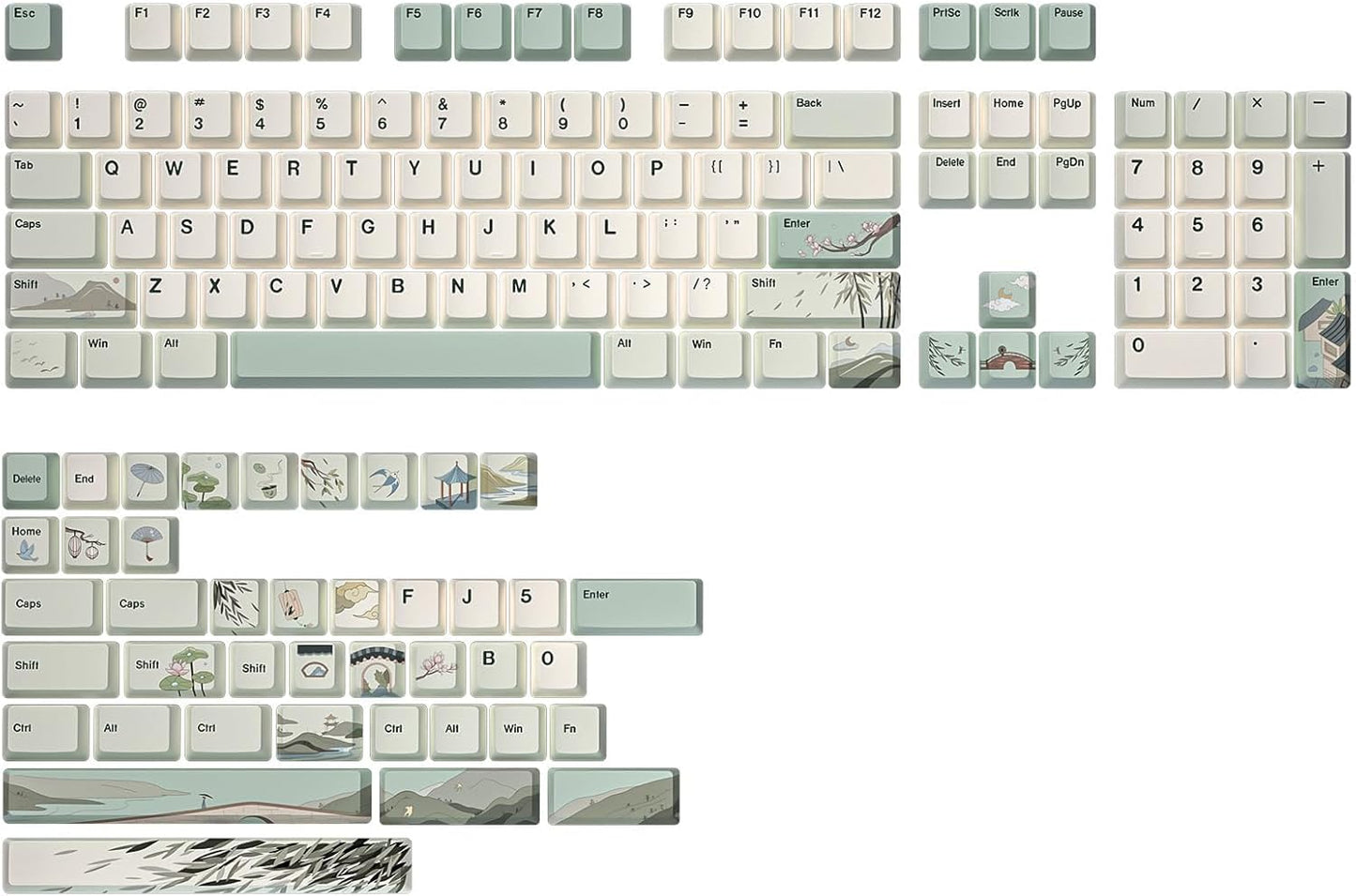 YUNZII Spring Tea Dye Sublimation PBT Keycaps for Gaming