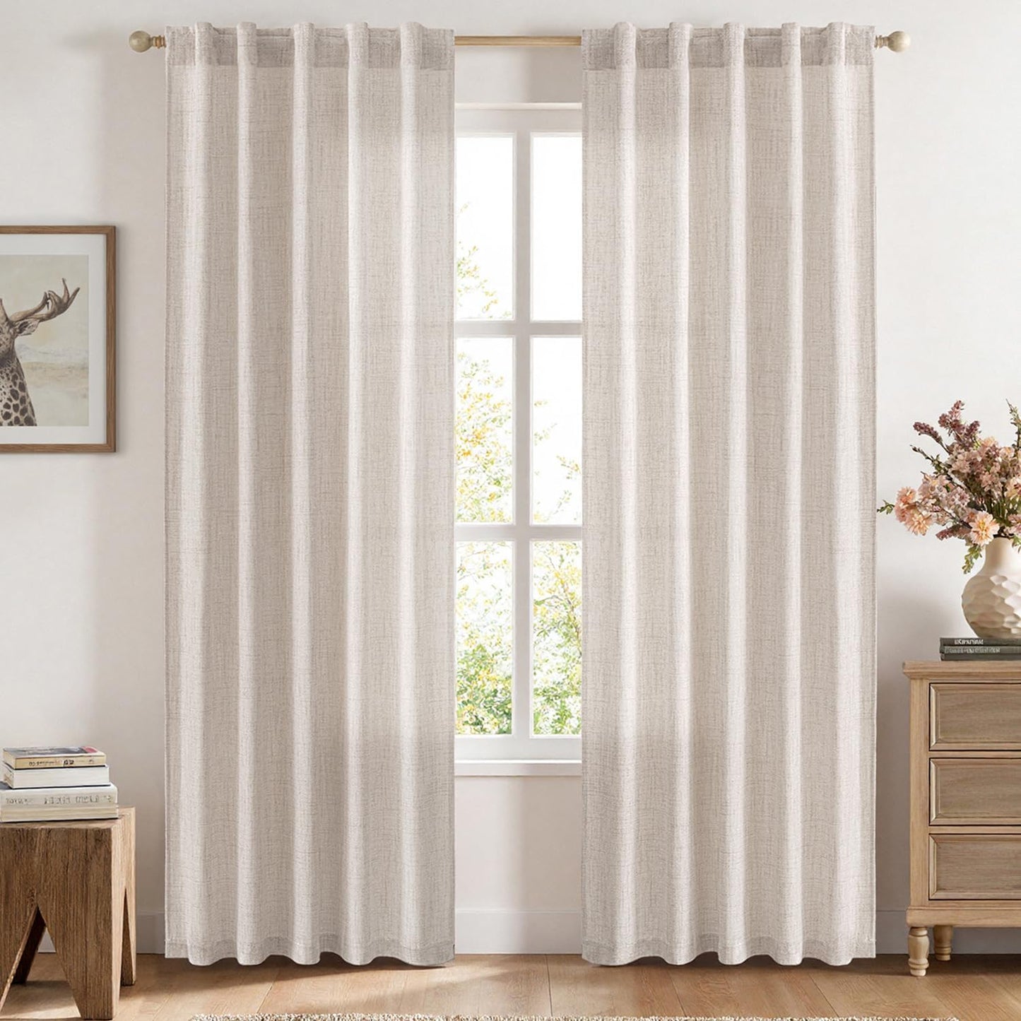 MIULEE Faux Linen Curtains 84 Inch Length for Elegant Privacy