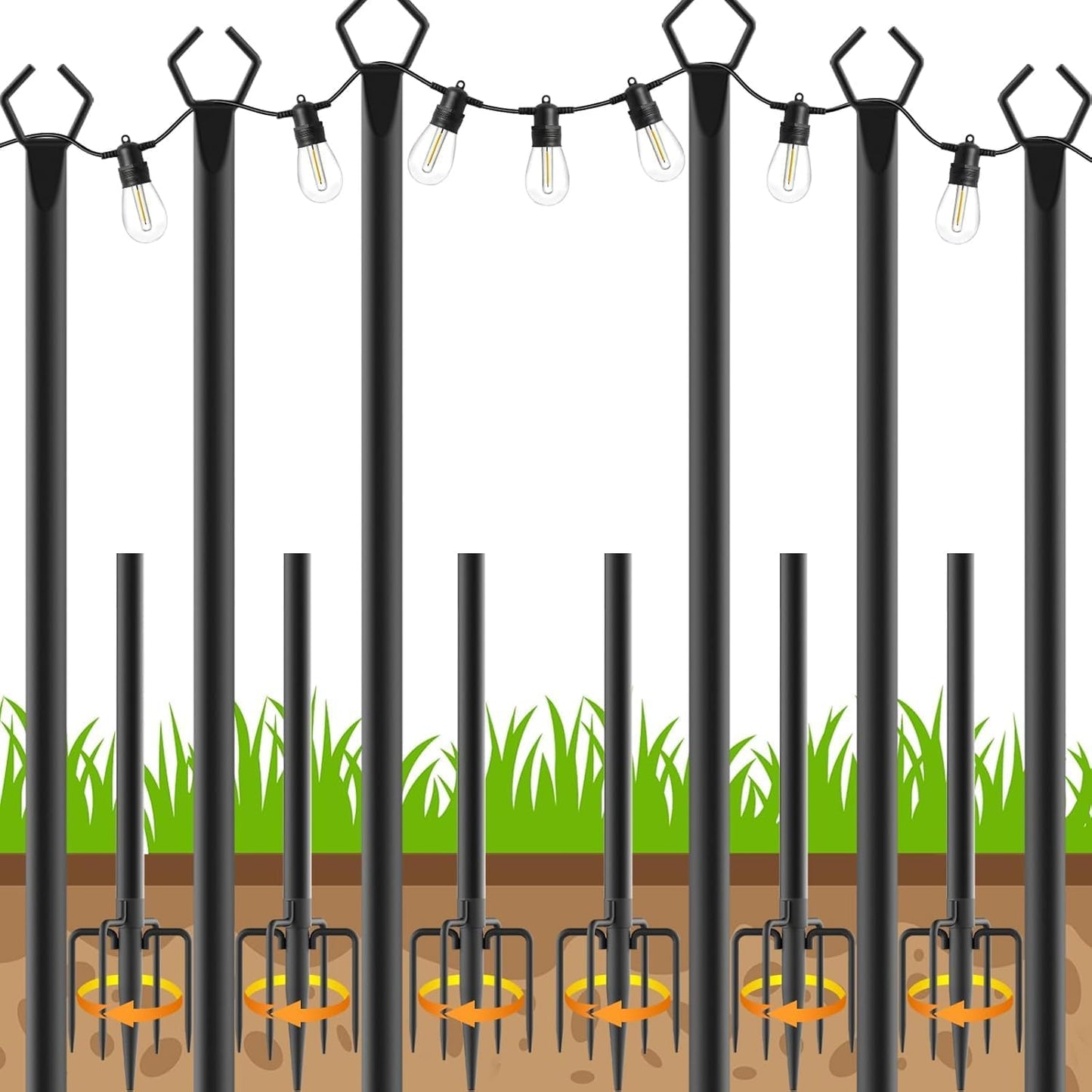 10 ft Outdoor String Light Poles for Deck and Garden Decor