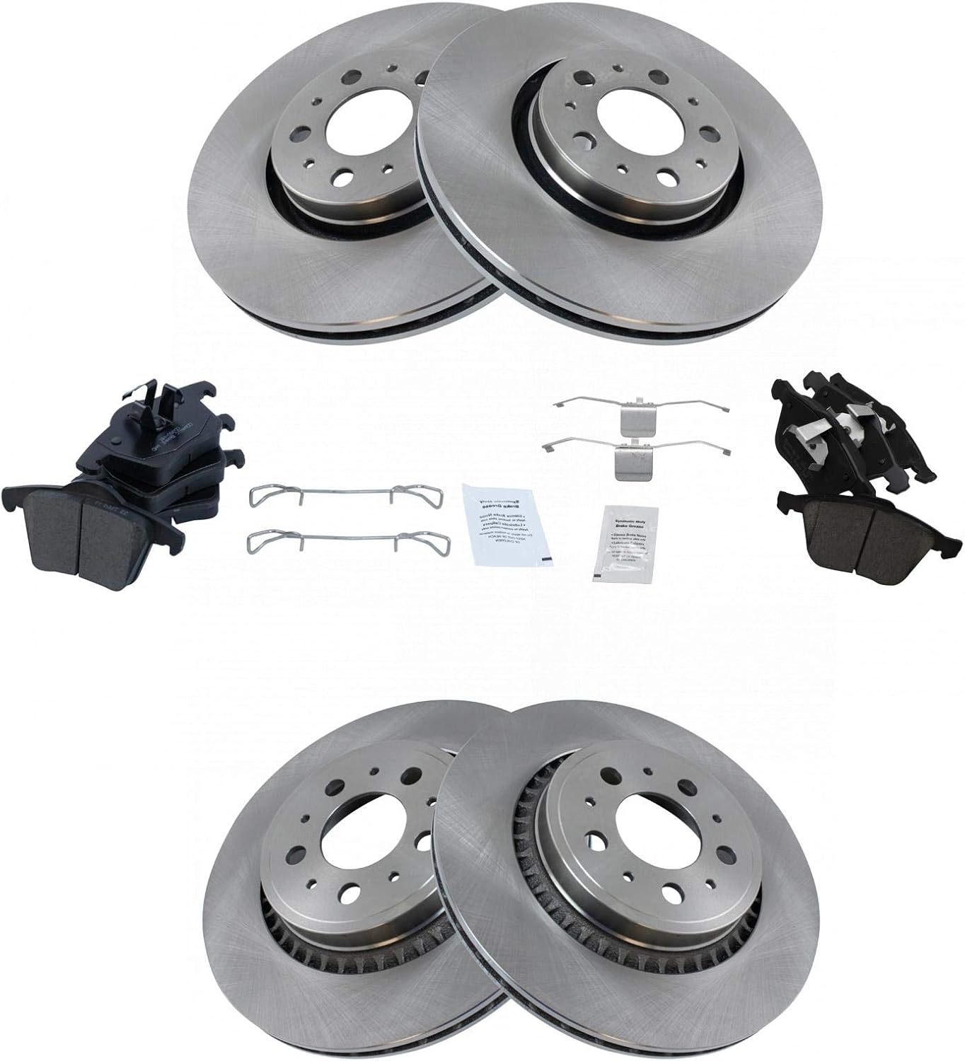 TRQ Front and Rear Brake Pad & Rotor Kit for Volvo XC90