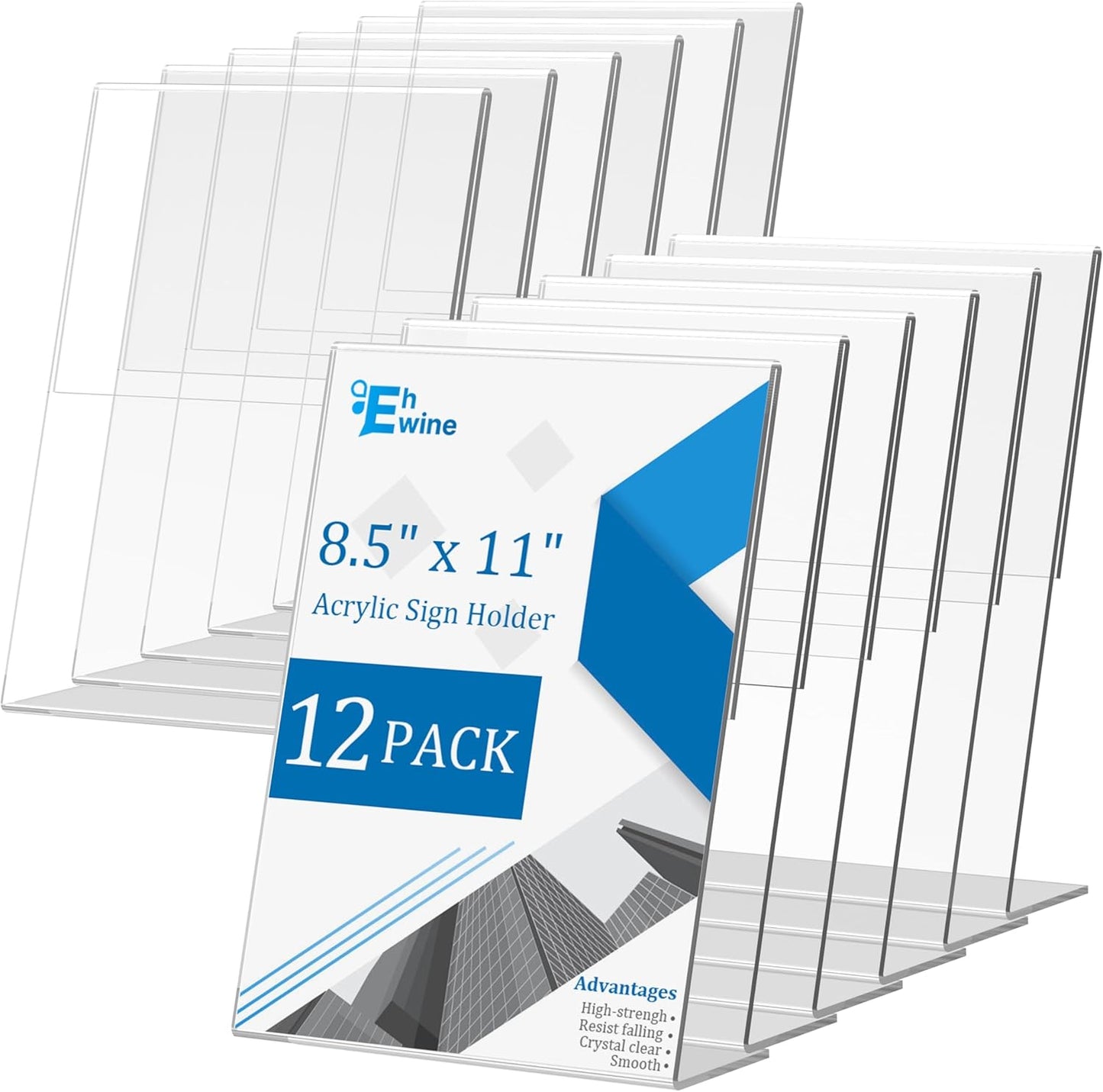 EHWINE 12 Pack Acrylic Sign Holder for Clear Displays