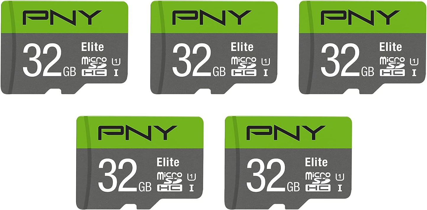 PNY 32GB Elite Class 10 U1 microSDHC - Fast Full HD 5-Pack