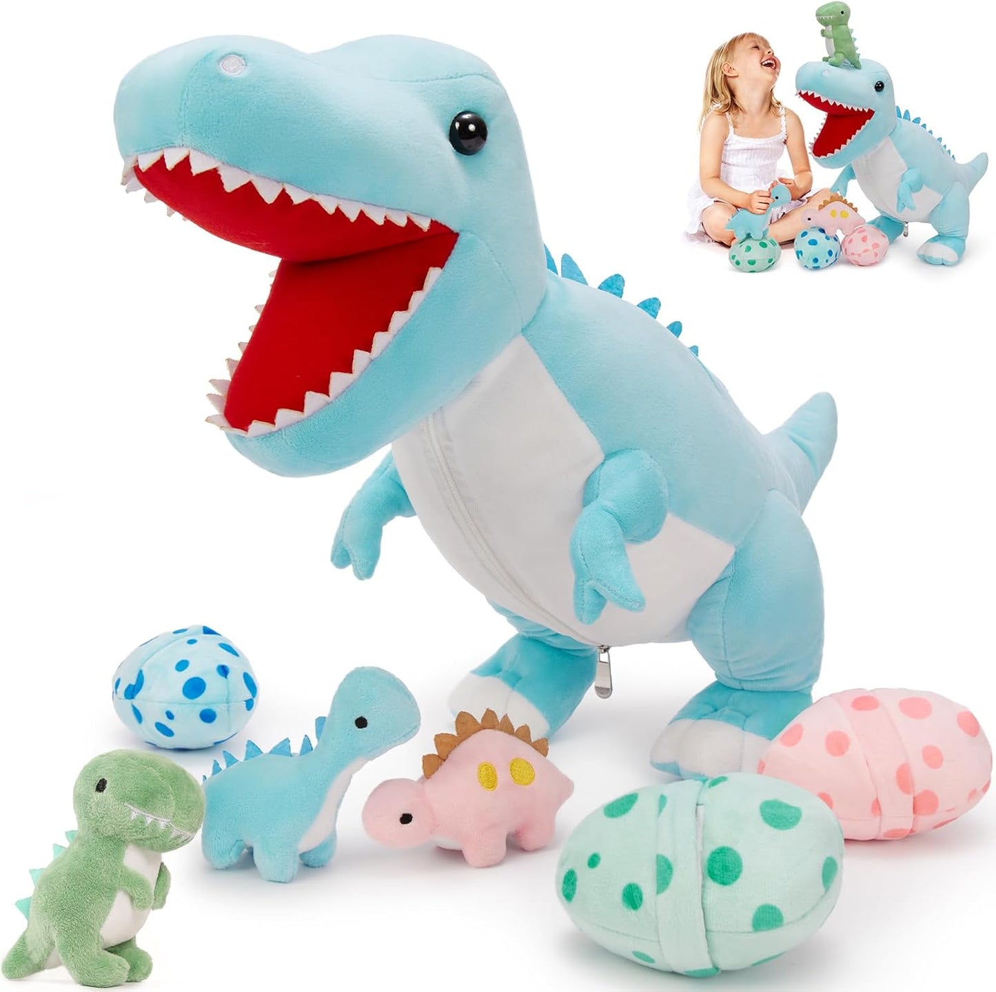 MorisMos Dinosaur Stuffed Animal Set with Baby Dinos and Eggs