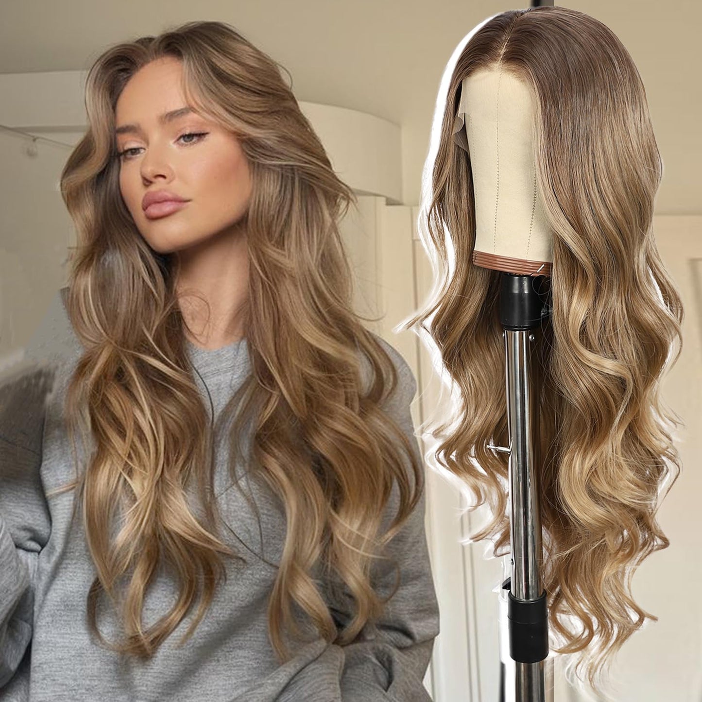 Blonde Lace Front Wig for Women 13x4 Body Wave Synthetic Style