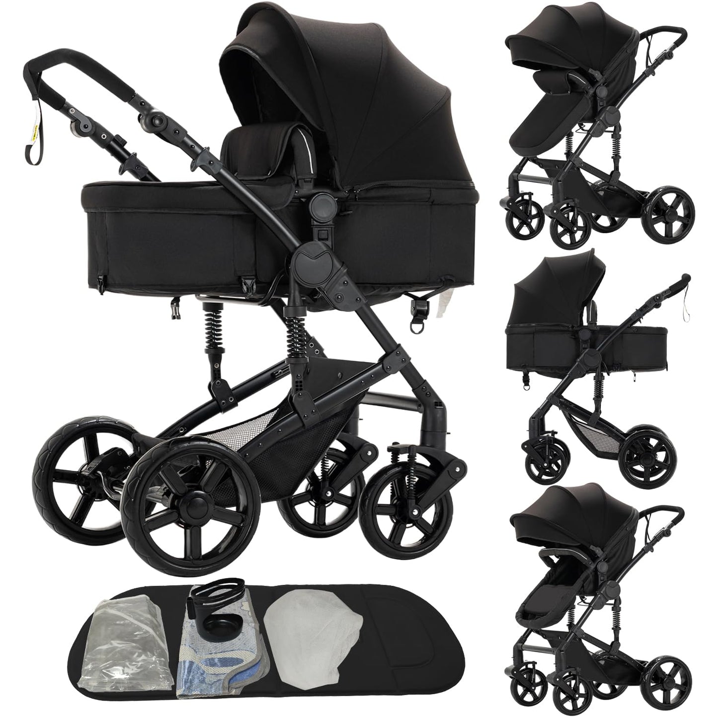 2 in 1 Convertible Baby Stroller with Bassinet Mode for Comfort