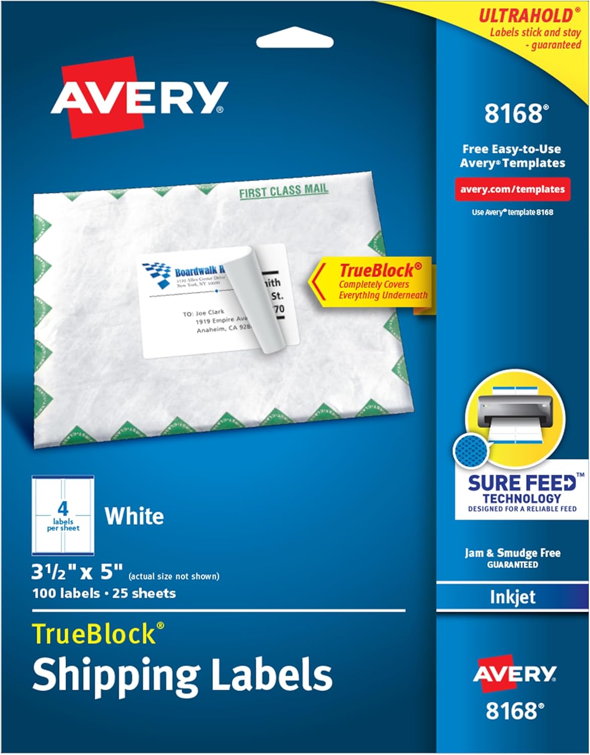 Avery Shipping Address Labels for Inkjet Printers, 100 Labels