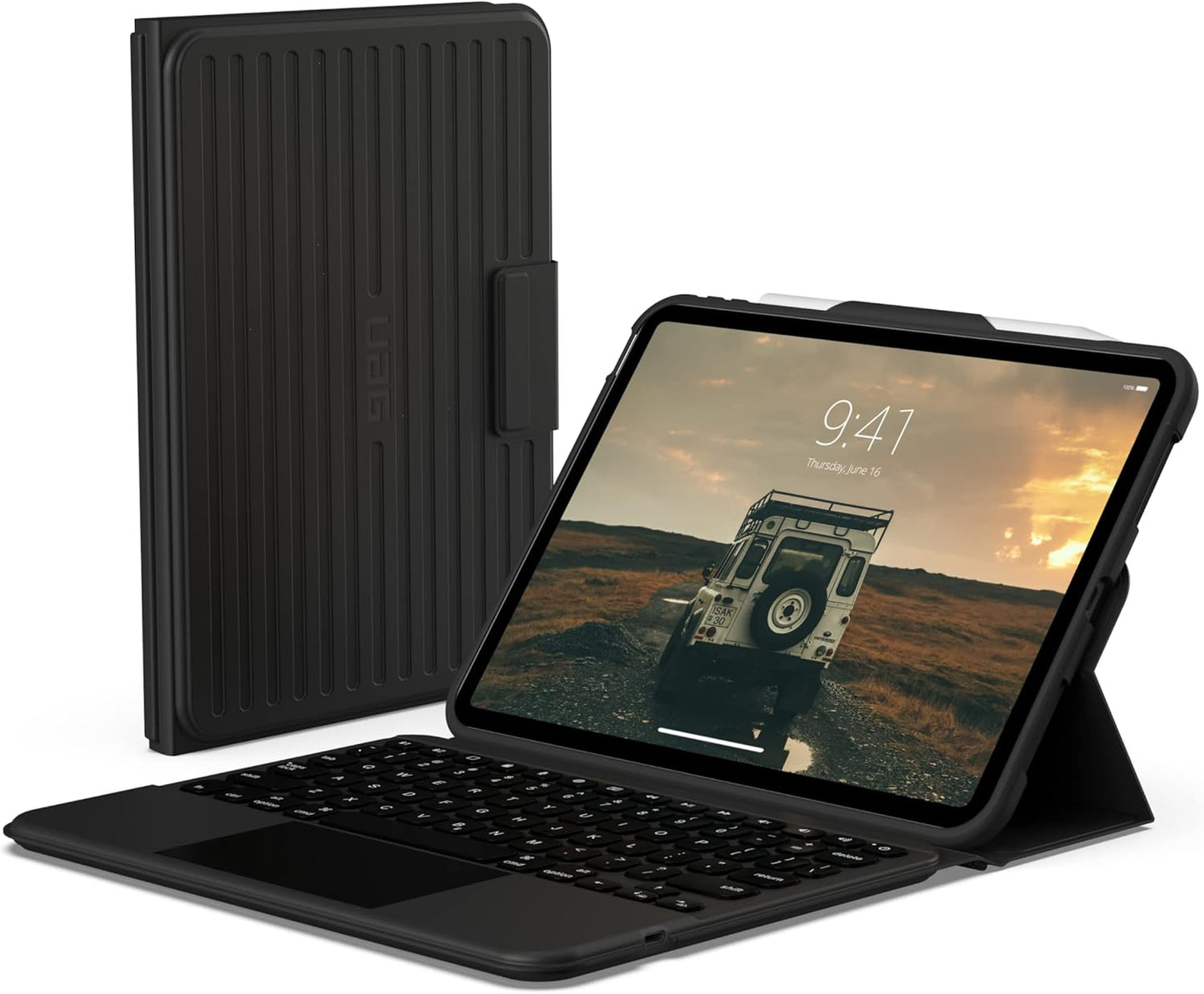 Rugged iPad Case with Bluetooth Keyboard and Trackpad Features