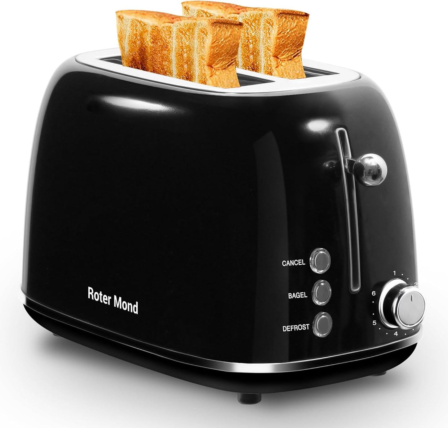Roter Mond 2 Slice Toaster Retro Stainless Steel with Bagel Function