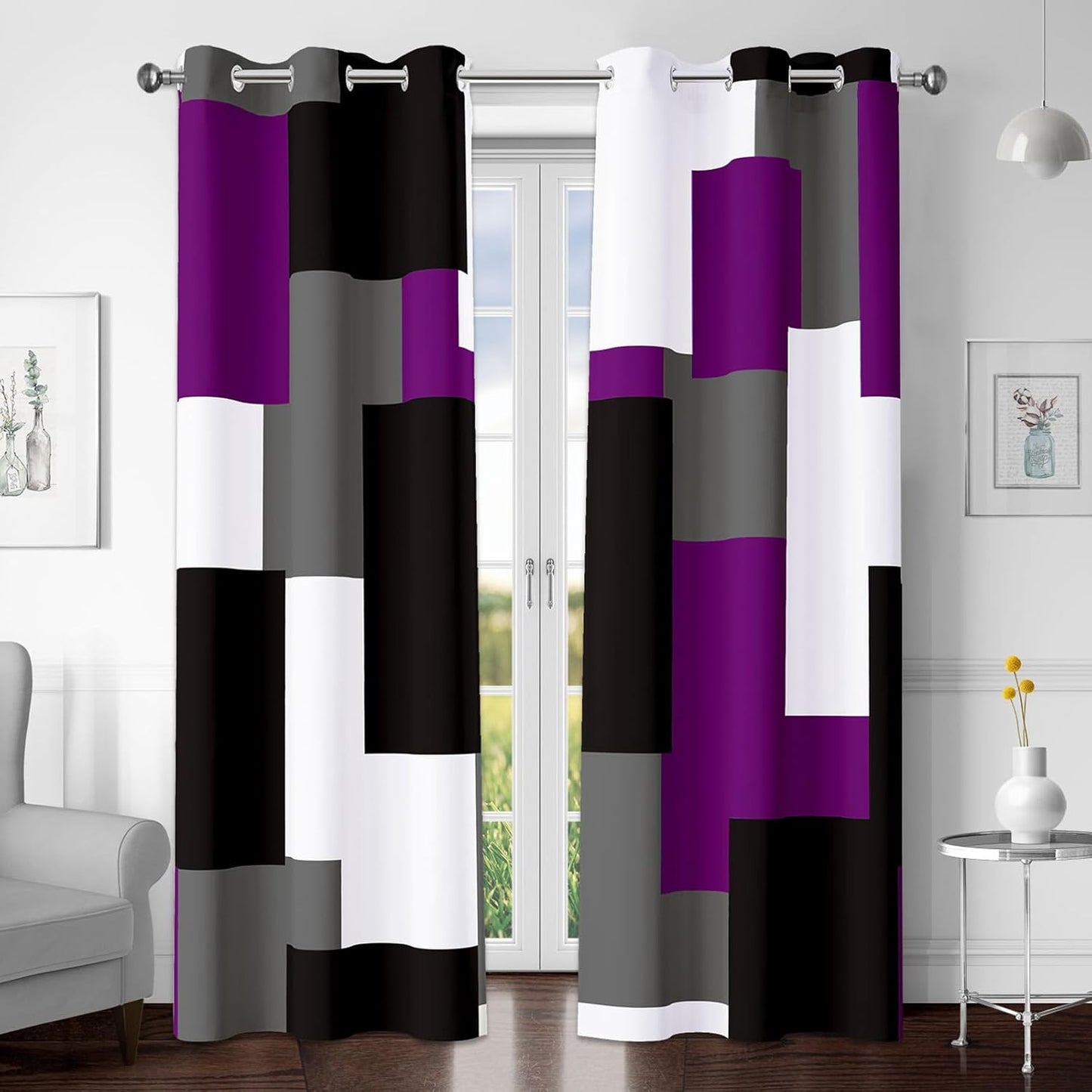 Purple 100% Blackout Curtains for Bedroom and Living Room