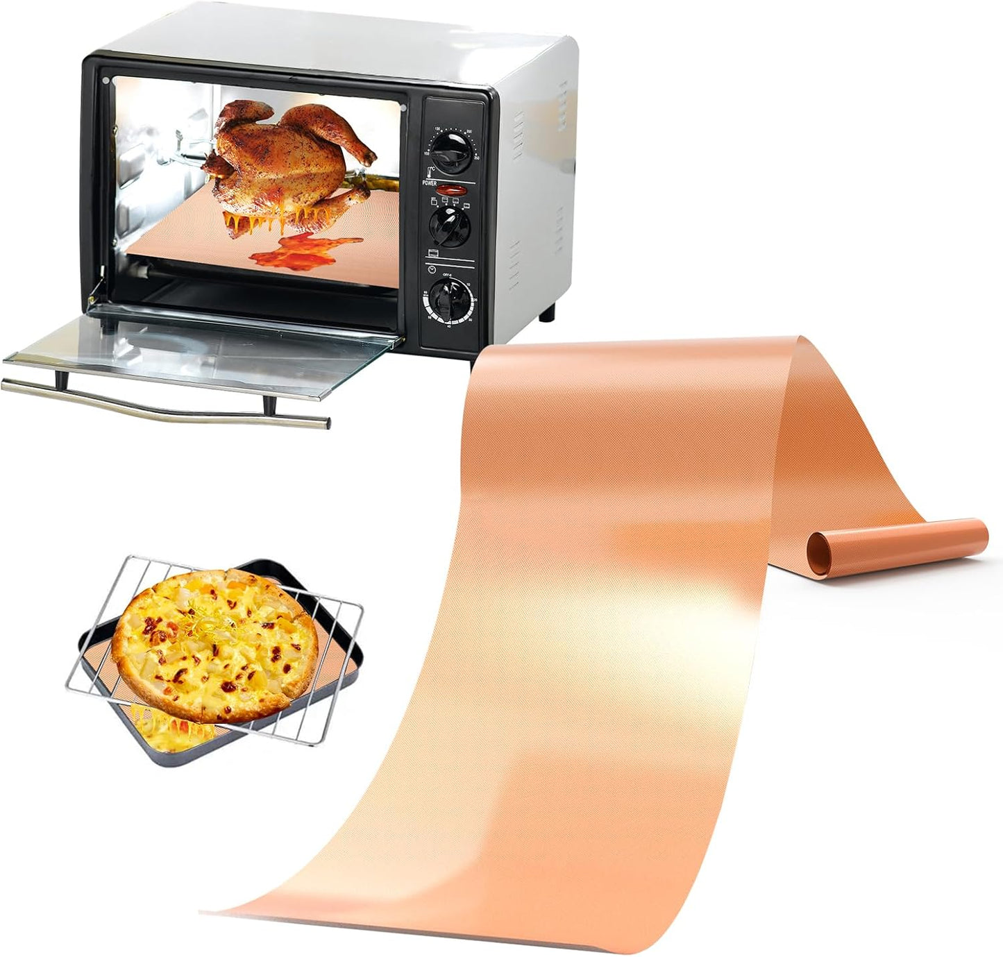 Non-Stick Oven Liners - Reusable 16''x75'' Teflon Mats