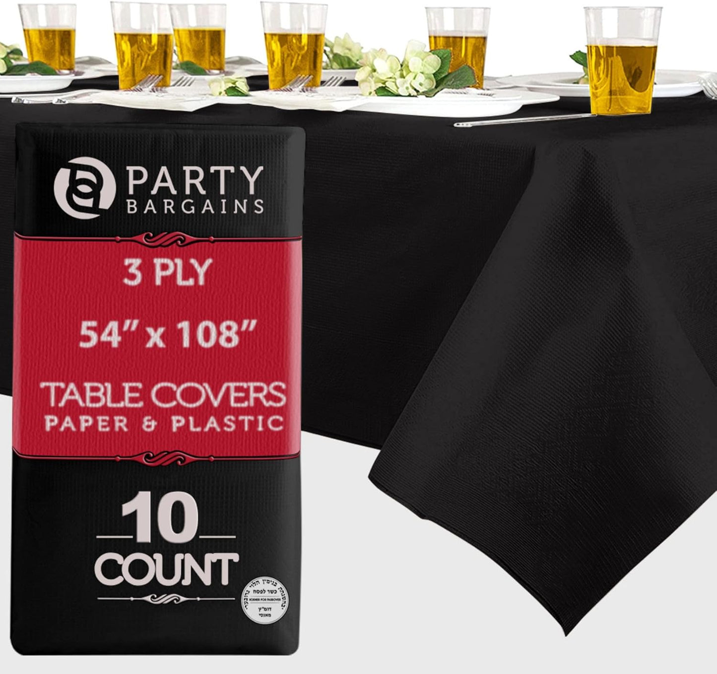 10 Disposable Table Covers - 54in x 108in Black Table Cover