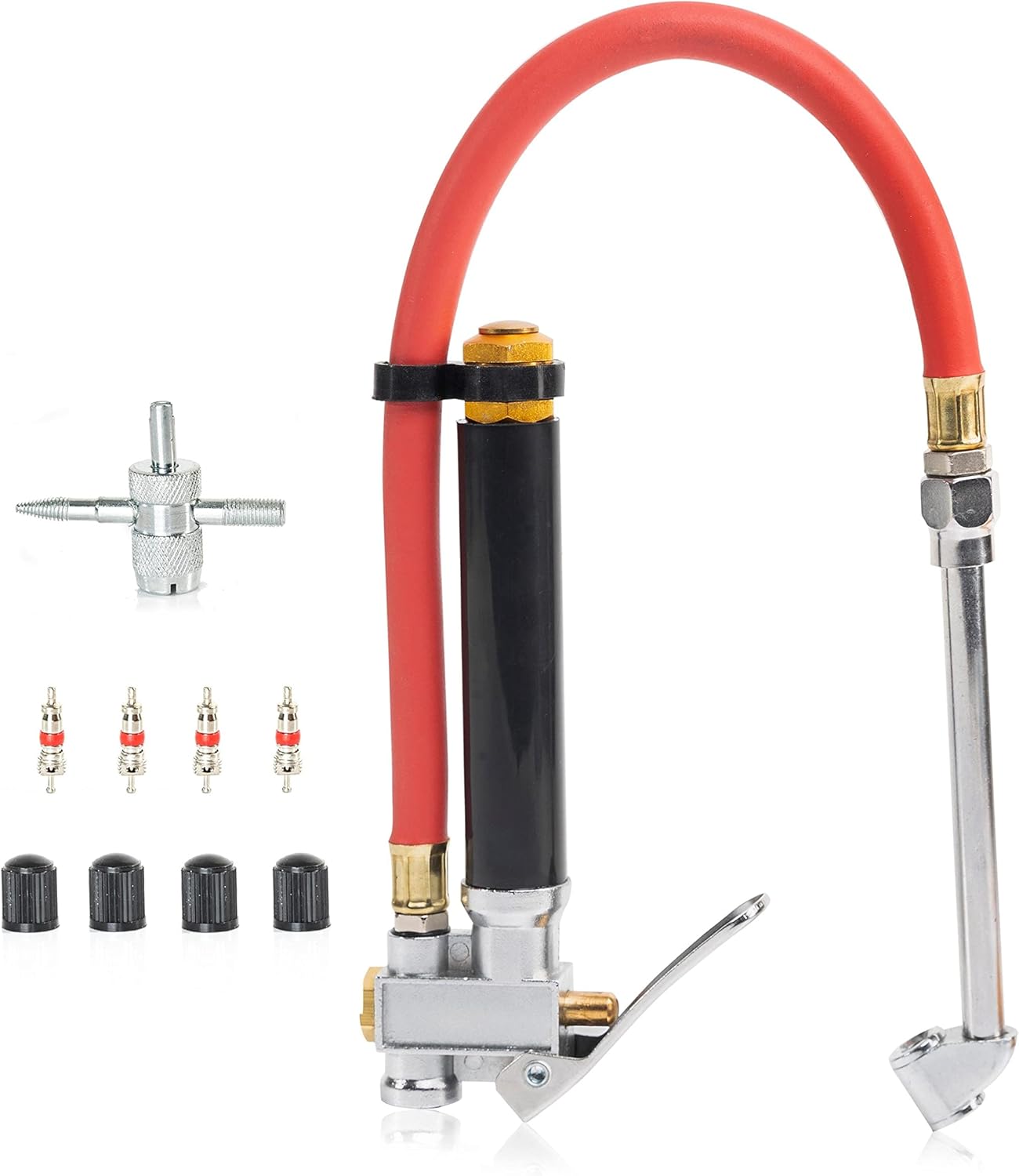 NEIKO 20701A Tire Inflator | Flexible Pressure Gauge | Dual Chuck | Aluminum Body