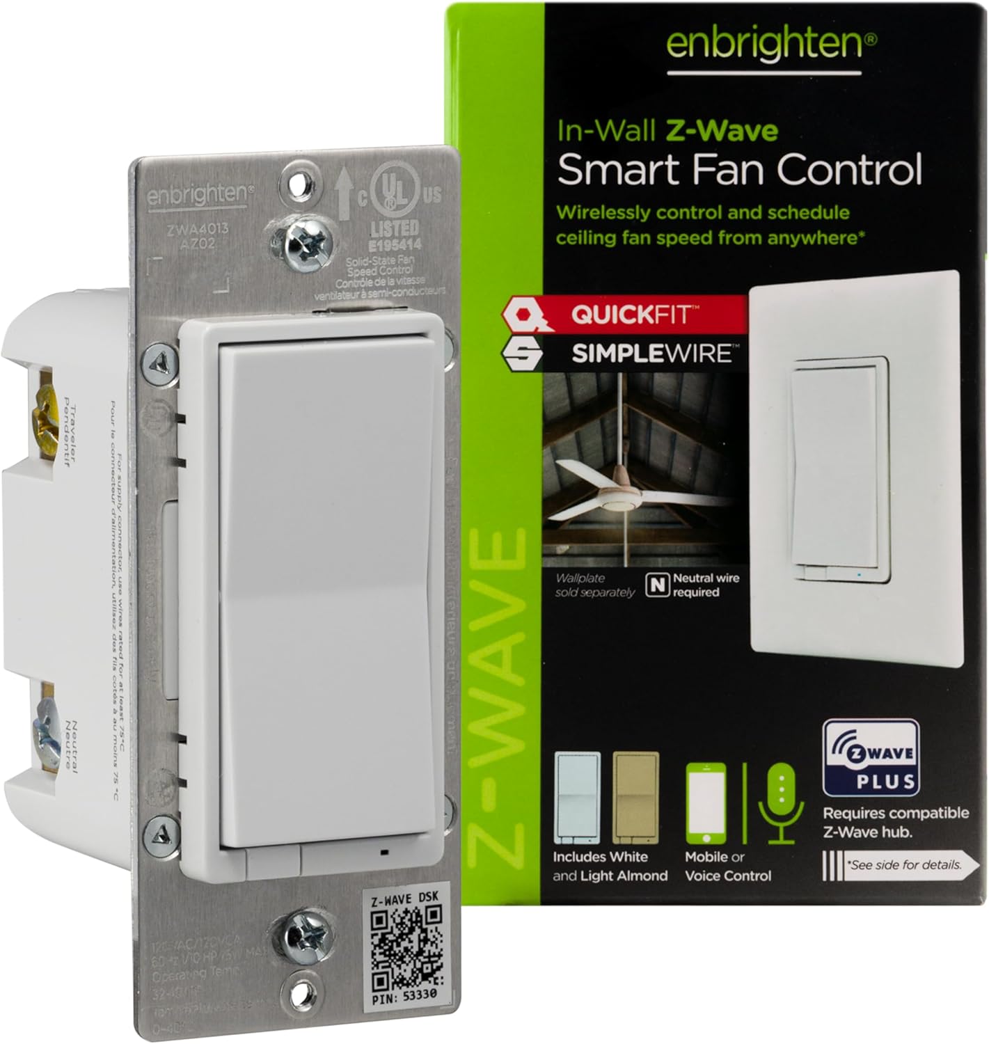 Enbrighten Z-Wave Plus Smart Fan Control for Home Automation
