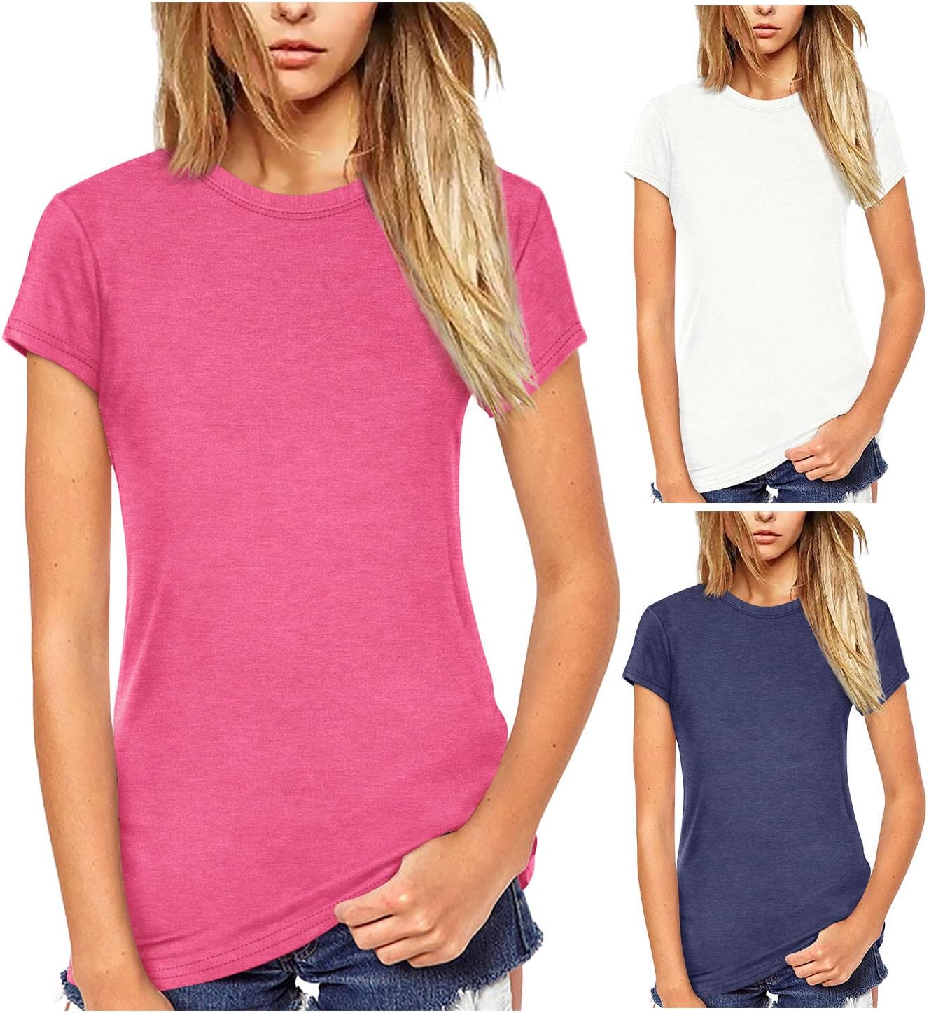 Beluring Women Short Sleeve Crew Neck Summer Soft T-Shirts
