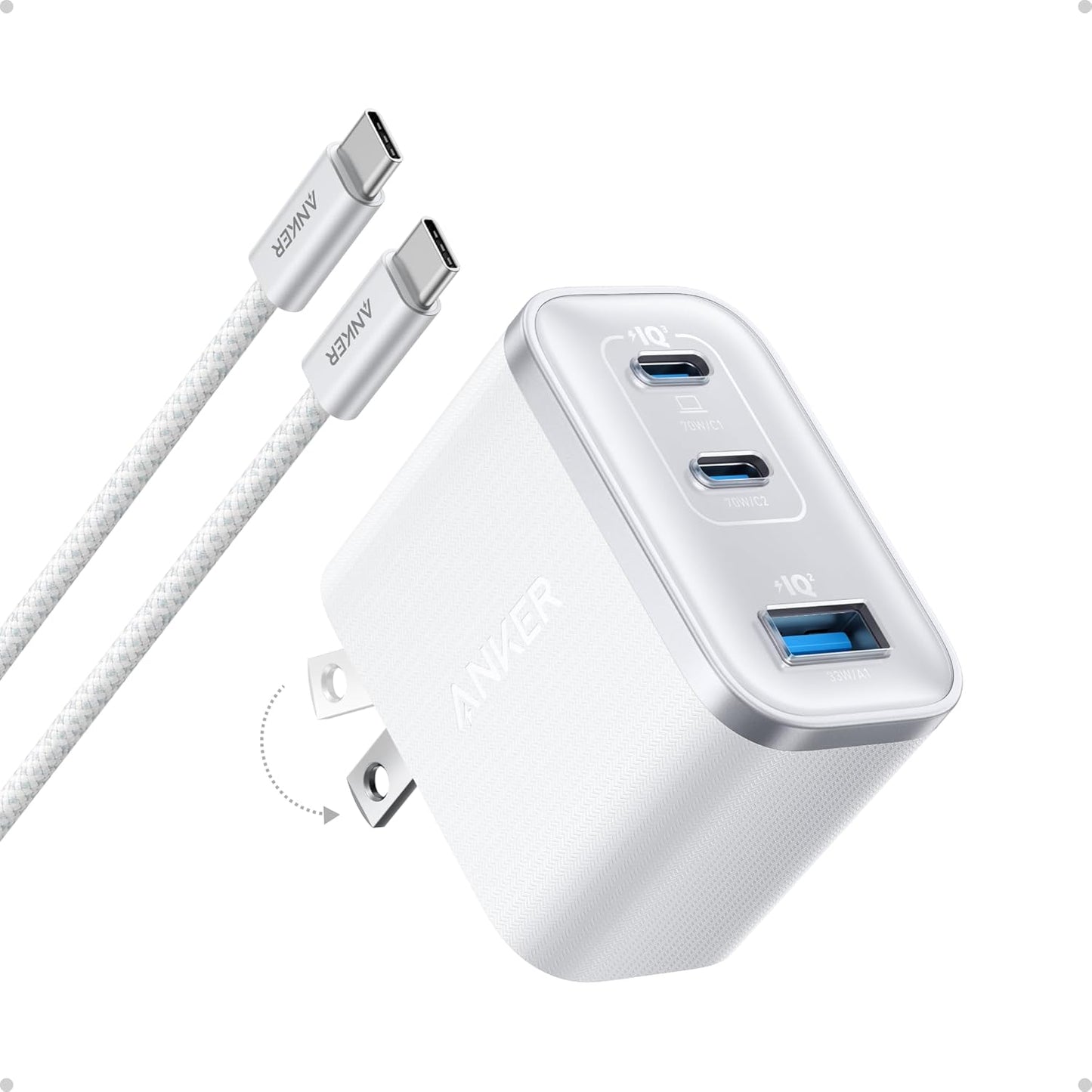 Anker Nano USB C Charger Block: Ultra-Fast 70W 3-Port Charger