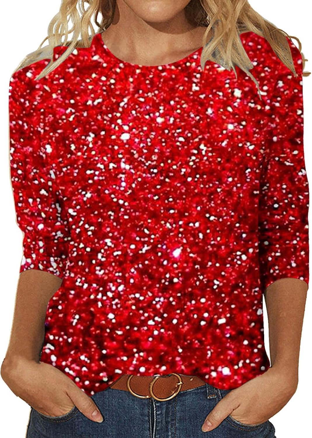 Sparkling Sequin Women's Blouse - Dressy Casual Chic