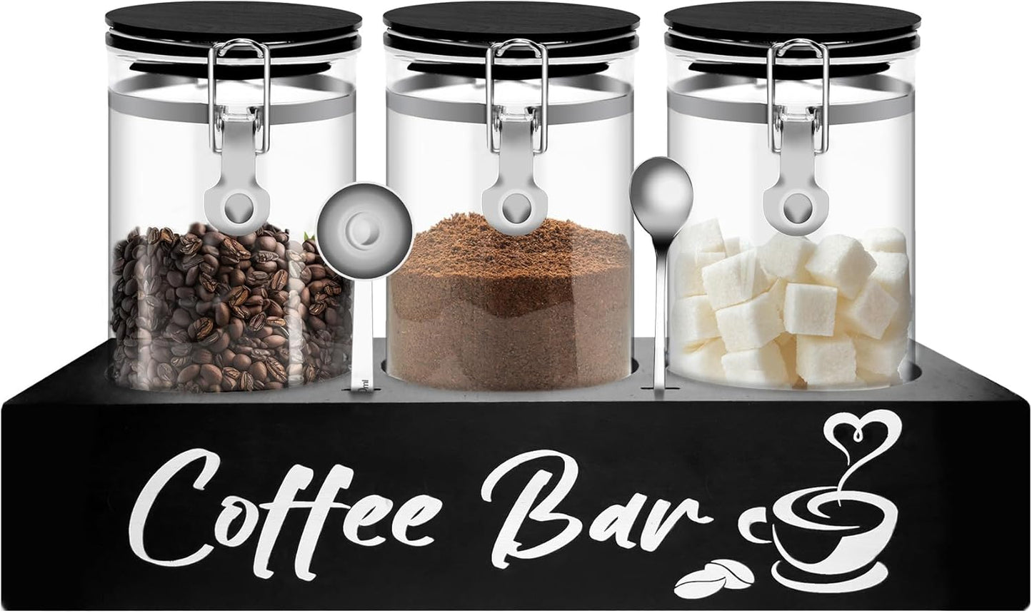 Glass Coffee Containers Set for Stylish Coffee Station Storage