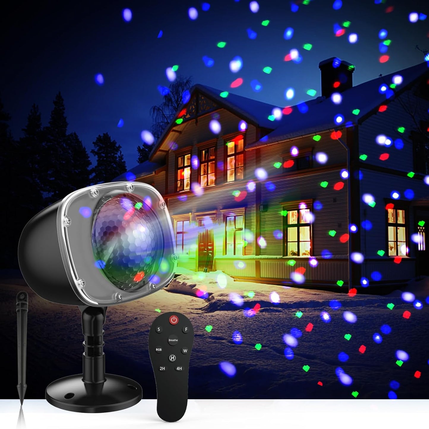15 Color Rotating Christmas Snow Projector - Remote Control - ARGIGU