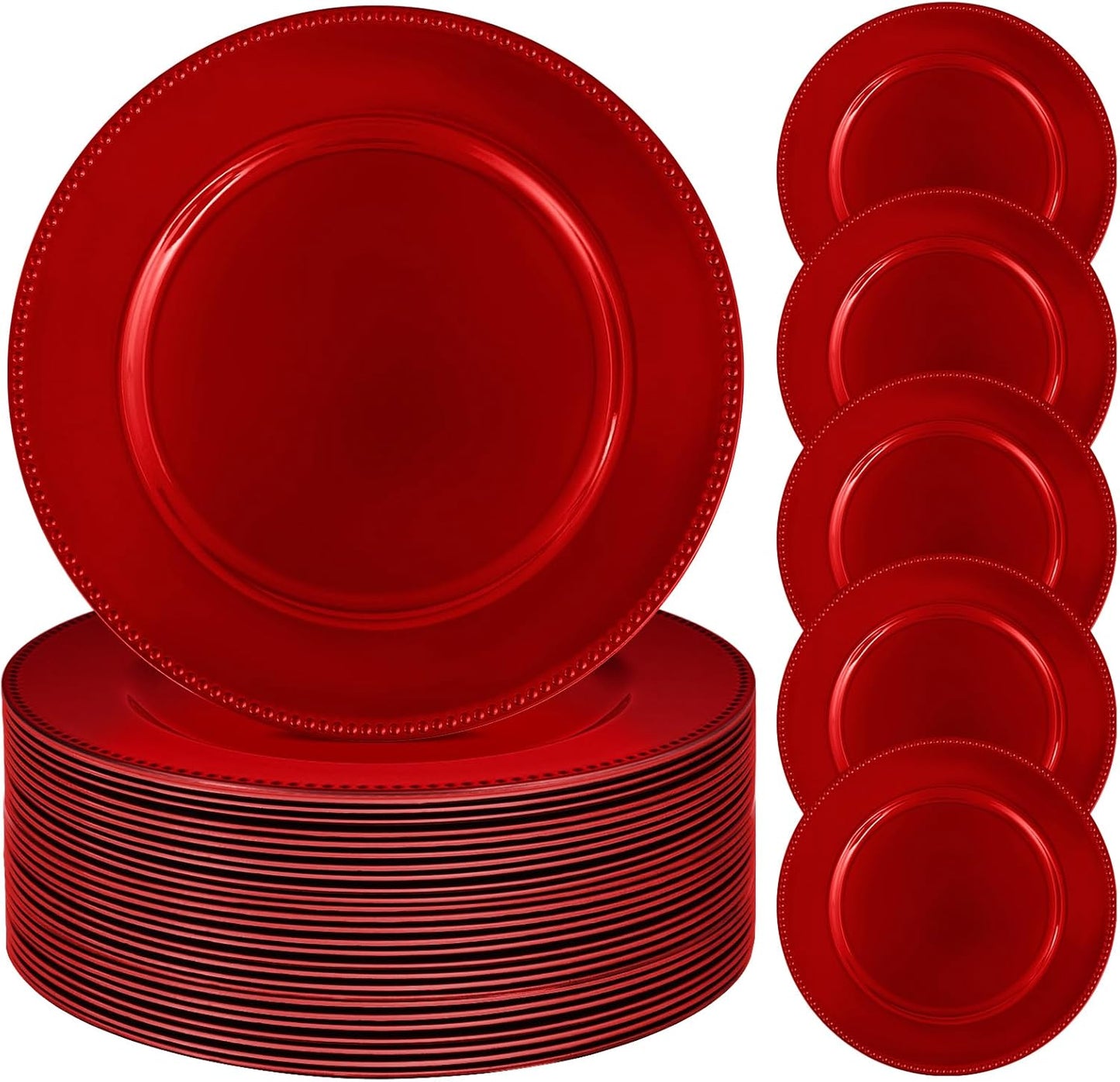 24 Pcs Red Charger Plates for Elegant Dinner Table Settings