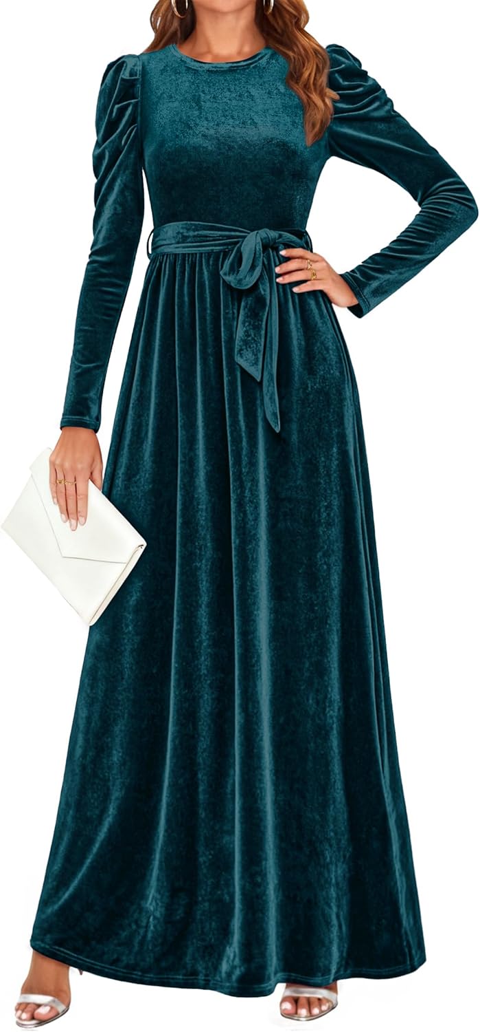 ZESICA Women's Velvet Maxi Dress for Elegant Fall Events