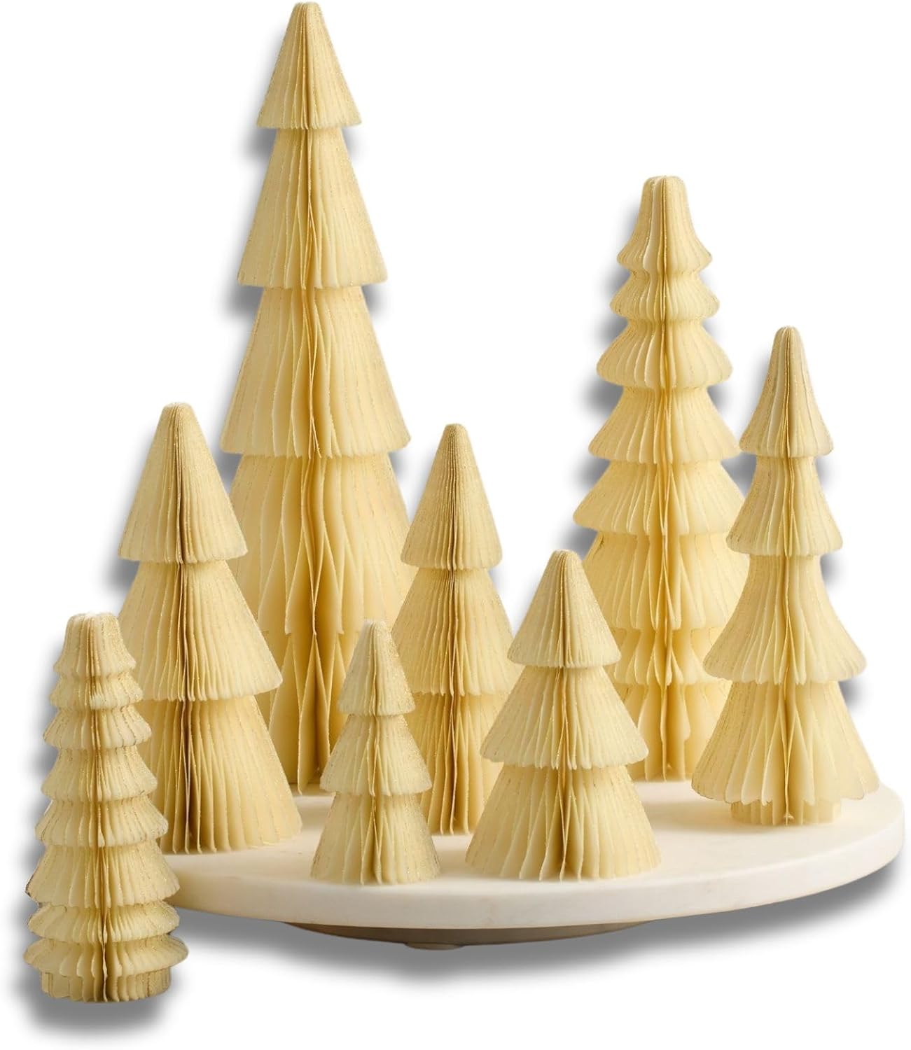 Honeycomb Paper Trees Set of 8 for Vintage Holiday Decor