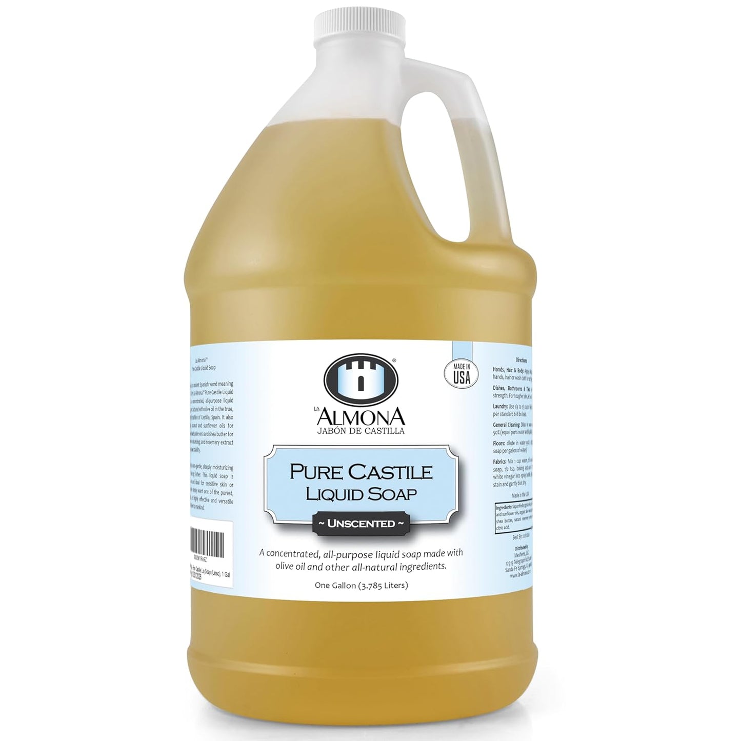 Pure Castile Liquid Soap for Sensitive Skin - 1 Gallon Multipurpose