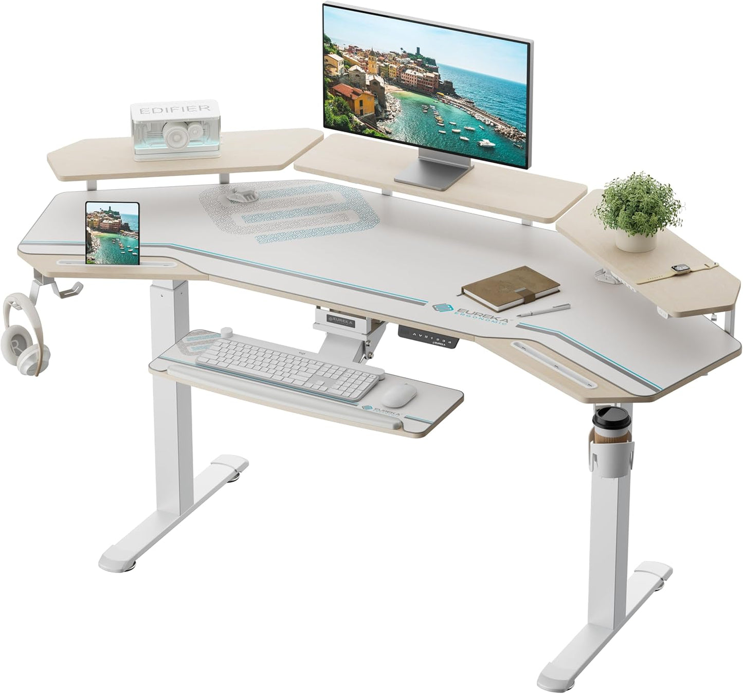 EUREKA ERGONOMIC 72'' Standing Desk with LED Shelves